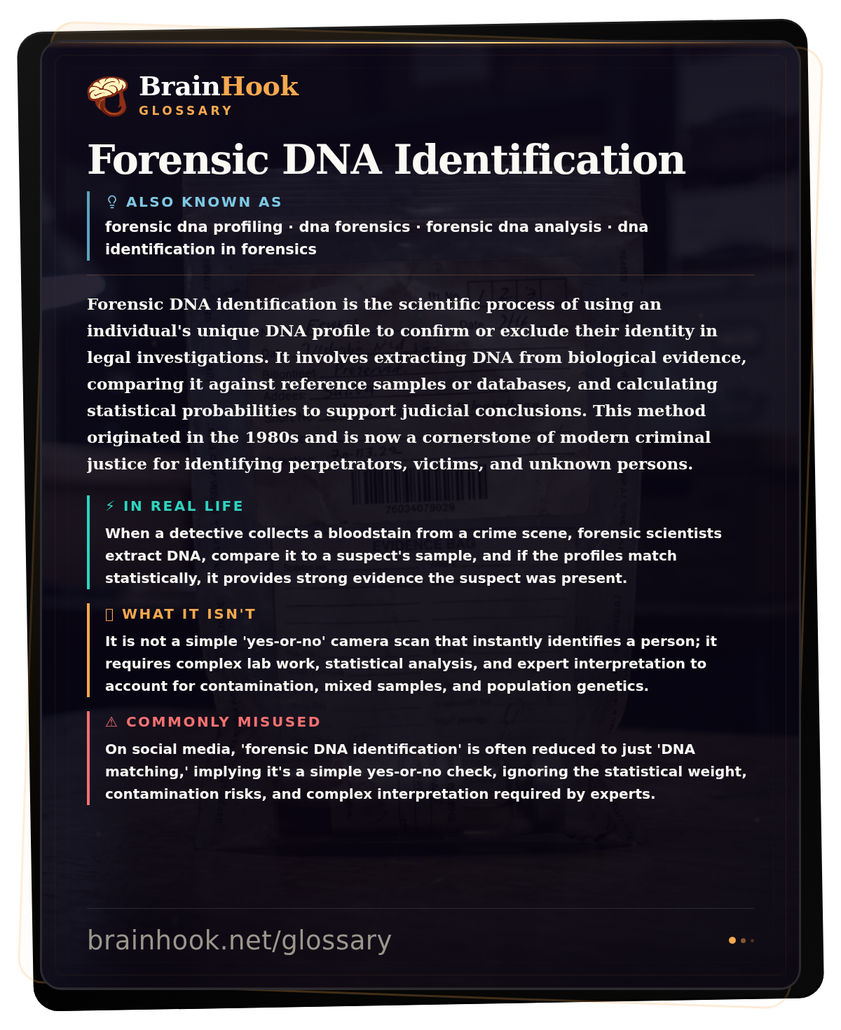 Forensic DNA Identification — BrainHook Glossary card