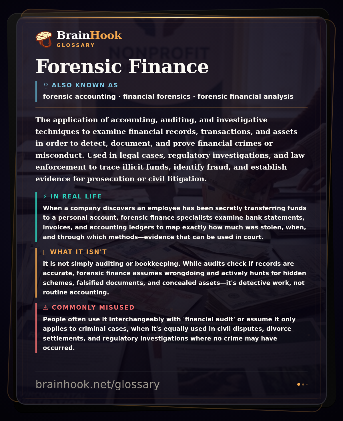 Forensic Finance — BrainHook Glossary card