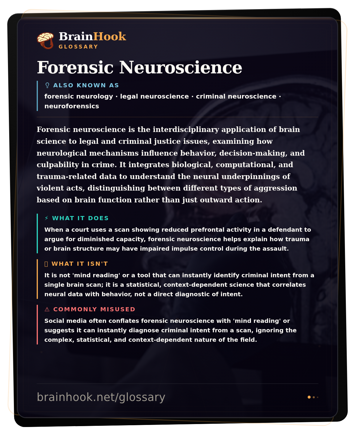 Forensic Neuroscience — BrainHook Glossary card
