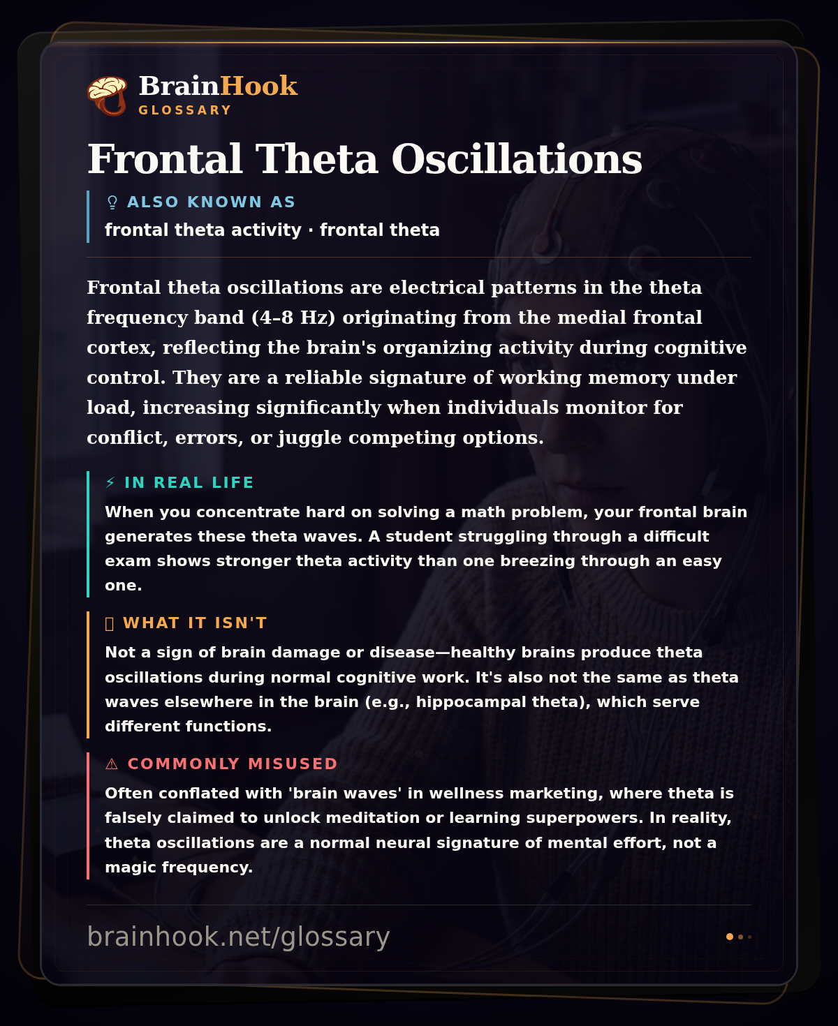 Frontal Theta Oscillations — BrainHook Glossary card