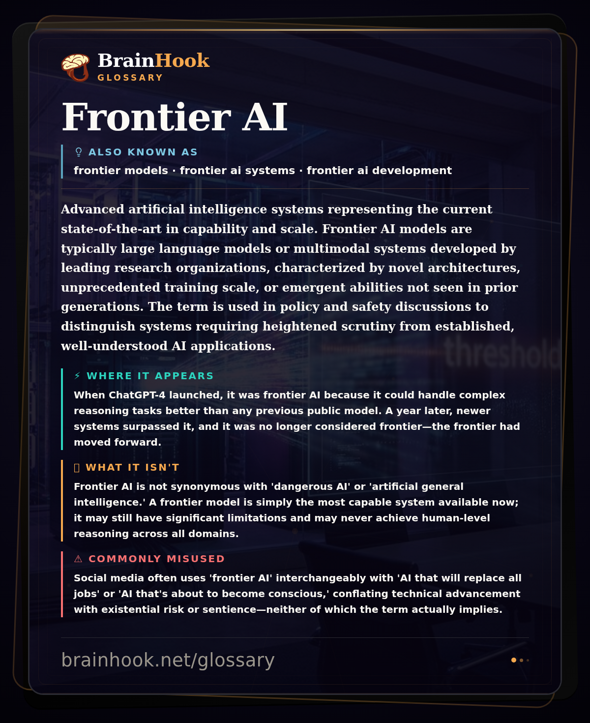 Frontier AI — BrainHook Glossary card