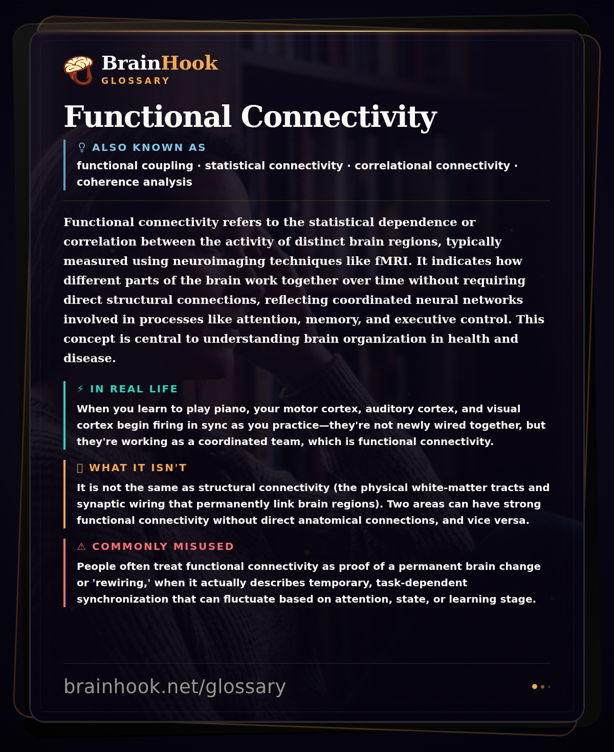 Functional Connectivity — BrainHook Glossary card
