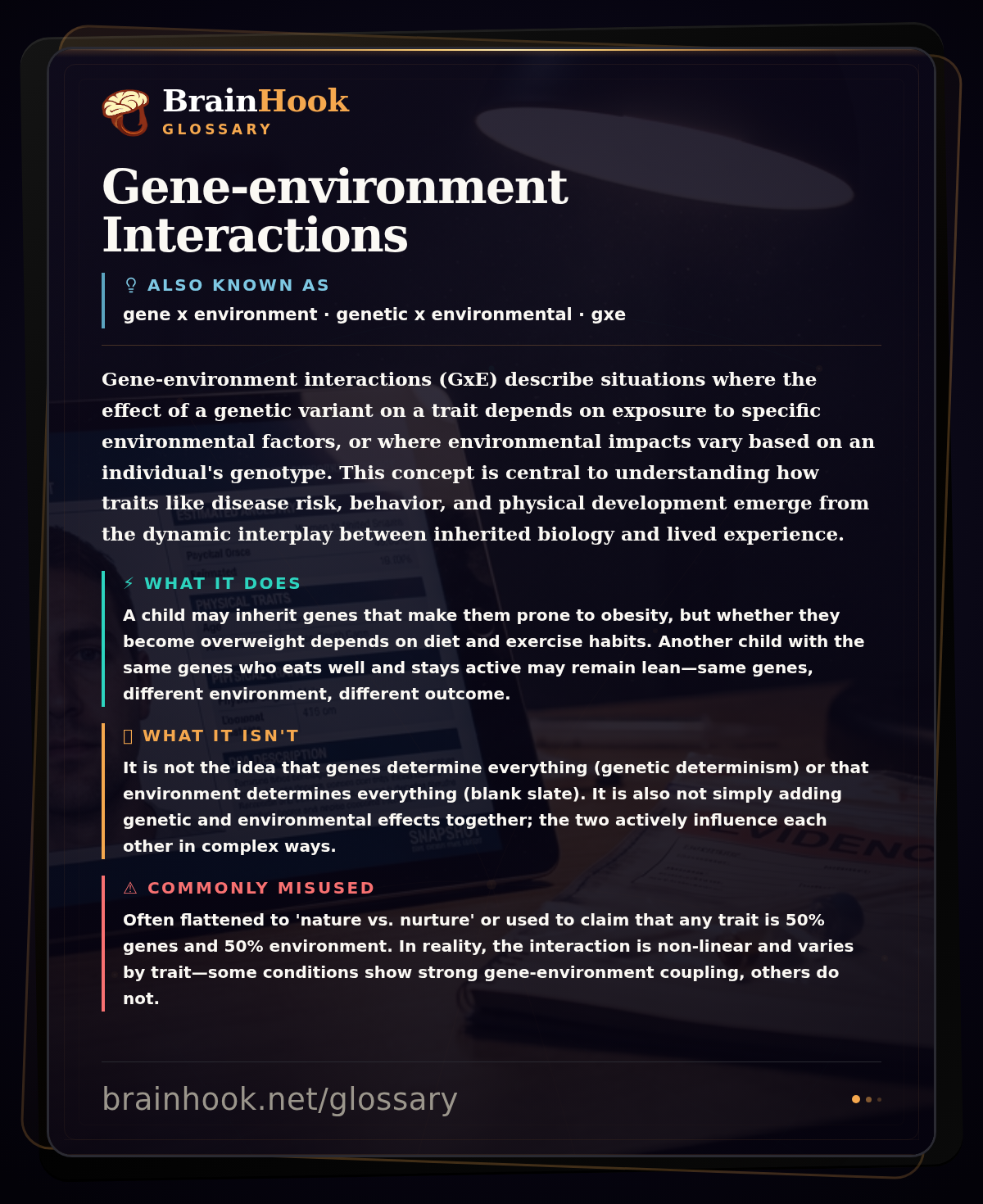 Gene-environment Interactions — BrainHook Glossary card