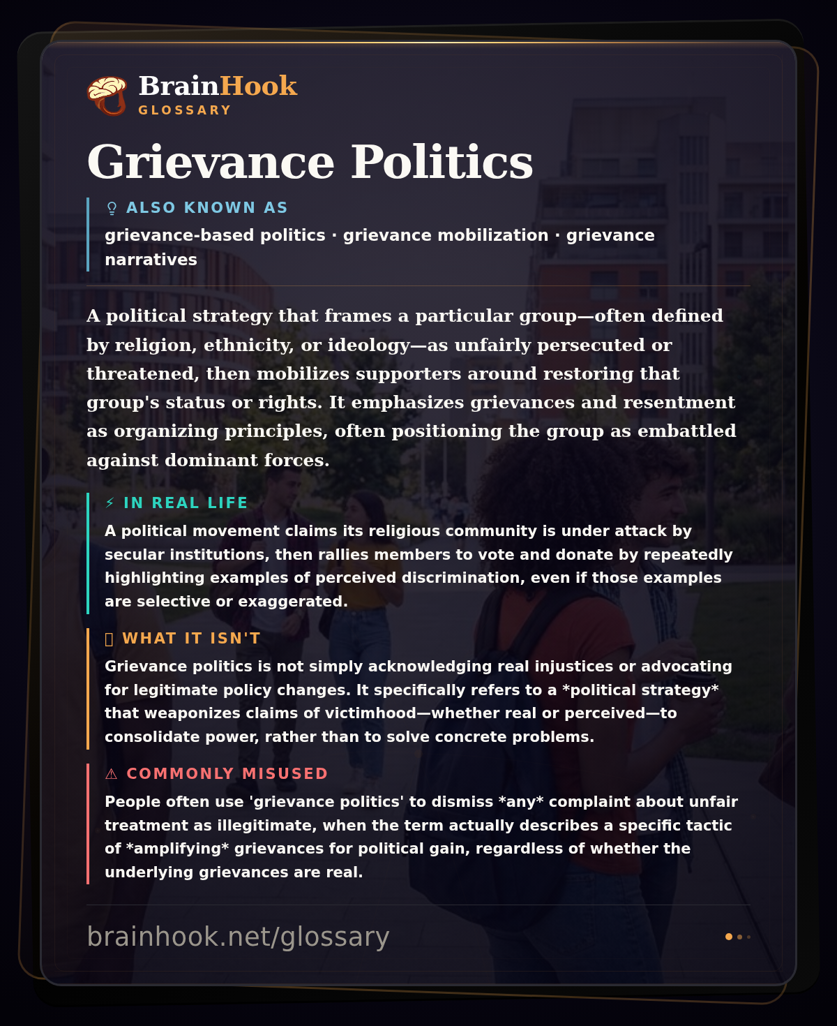 Grievance Politics — BrainHook Glossary card