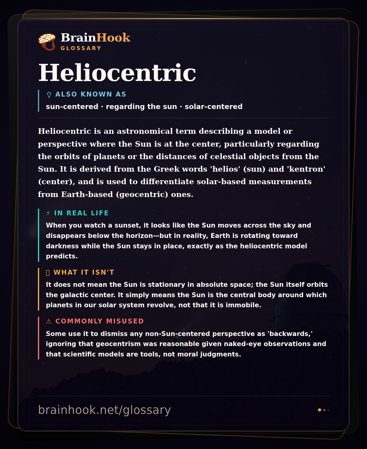 Heliocentric — BrainHook Glossary card