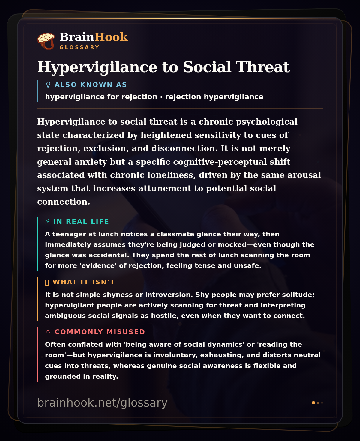 Hypervigilance to Social Threat — BrainHook Glossary card