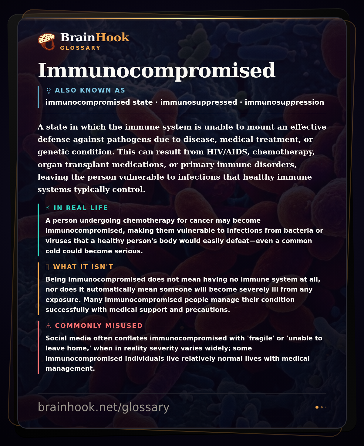 Immunocompromised — BrainHook Glossary card