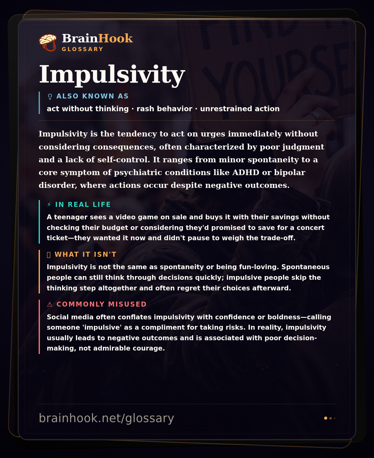 Impulsivity — BrainHook Glossary card