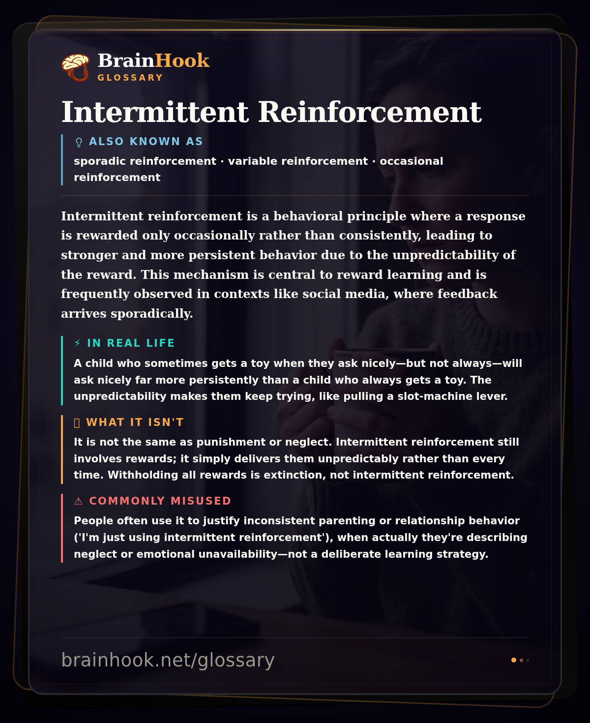 Intermittent Reinforcement — BrainHook Glossary card