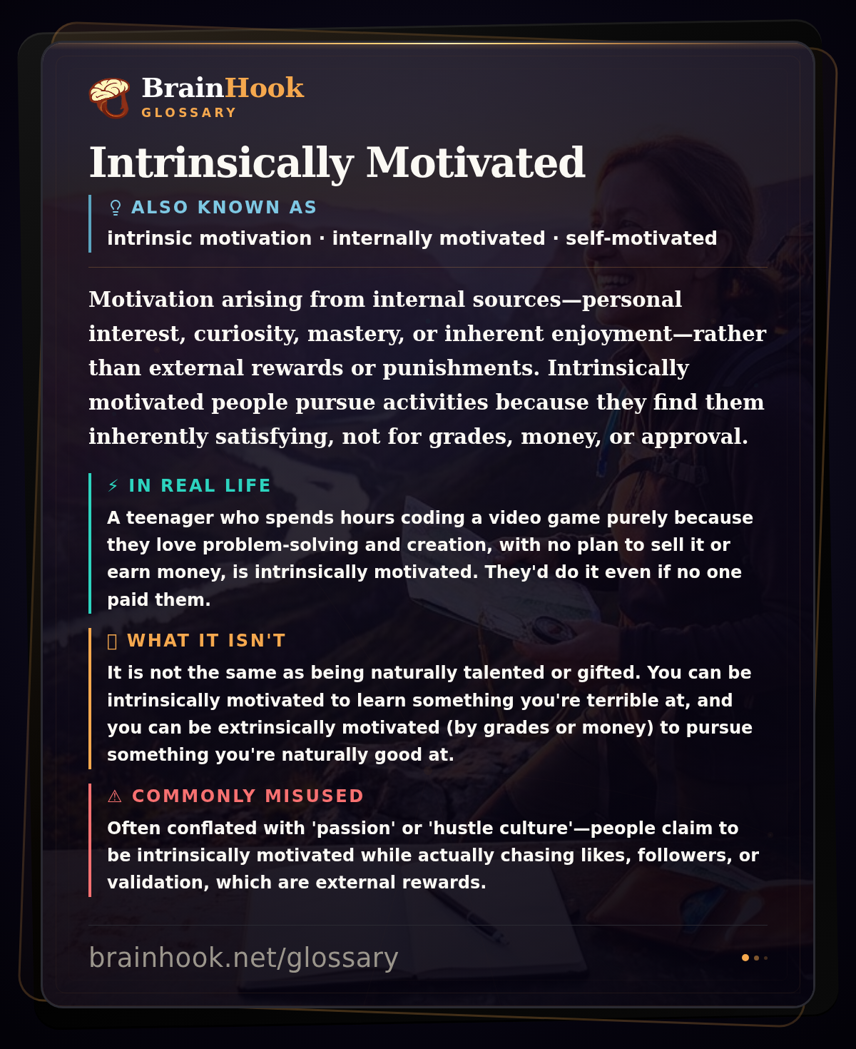 Intrinsically Motivated — BrainHook Glossary card