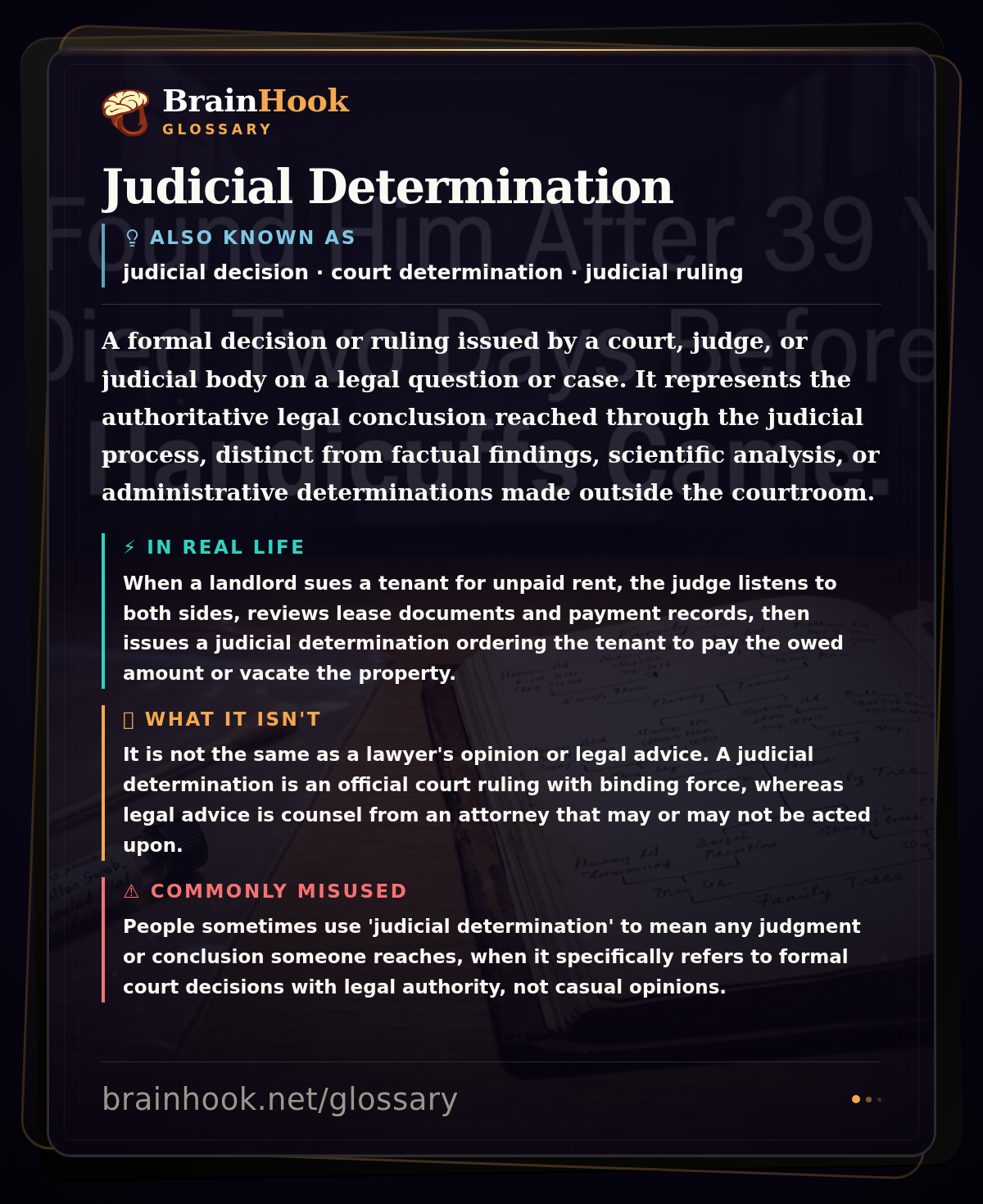 Judicial Determination — BrainHook Glossary card