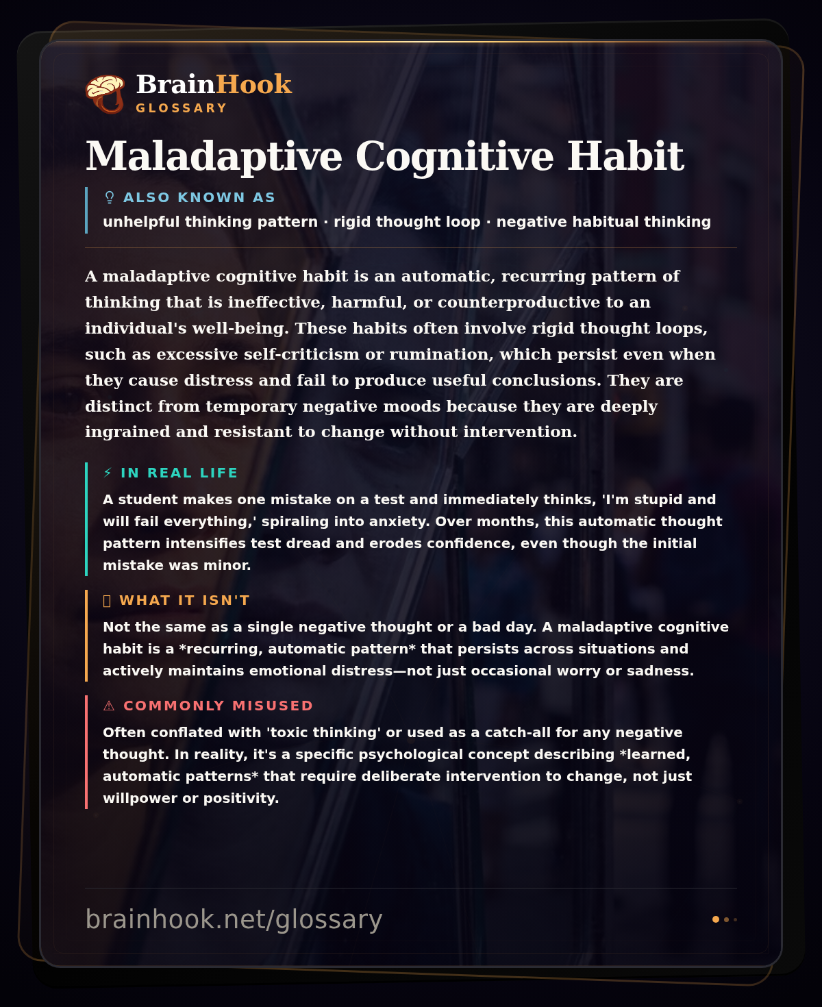 Maladaptive Cognitive Habit — BrainHook Glossary card
