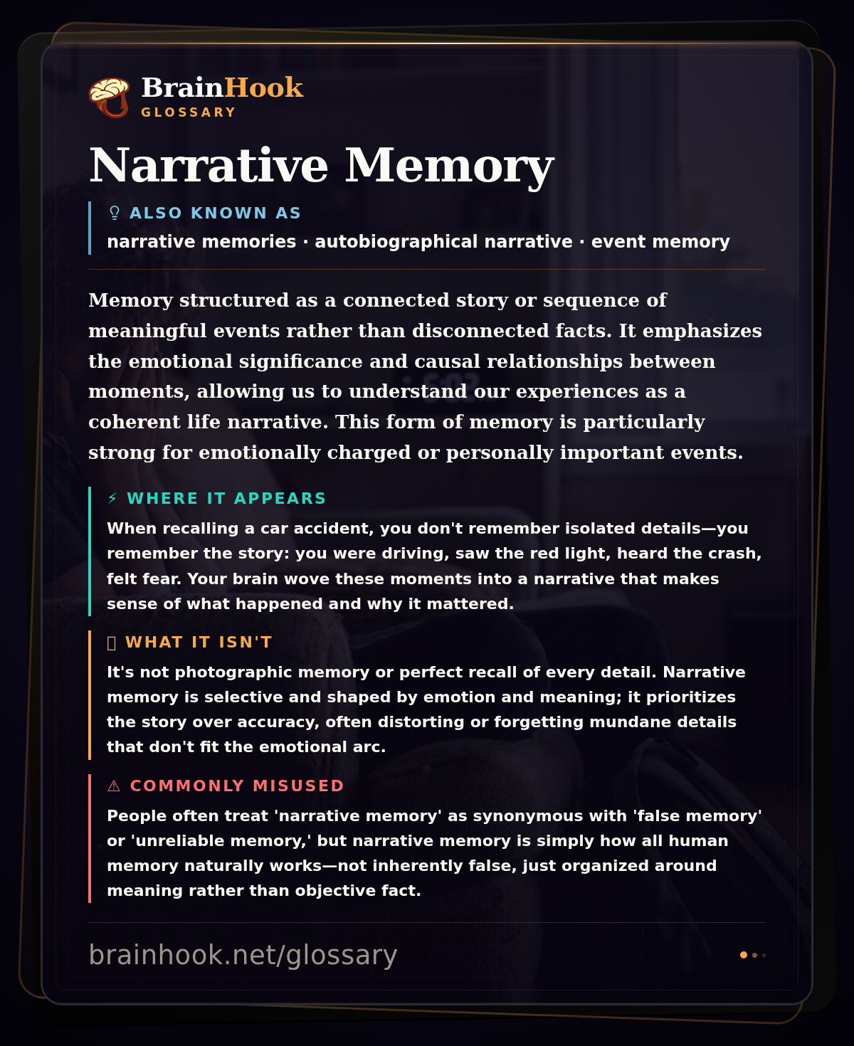 Narrative Memory — BrainHook Glossary card