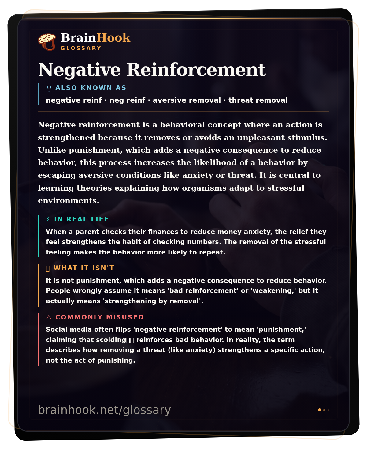 Negative Reinforcement — BrainHook Glossary card