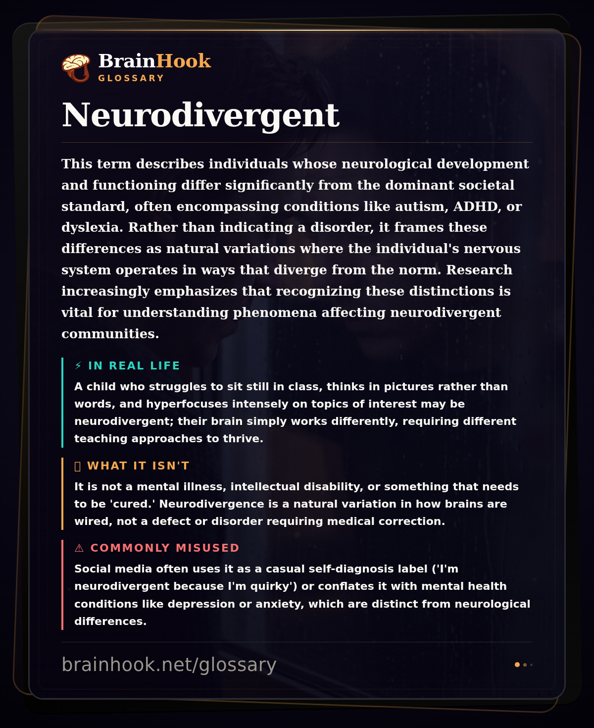 Neurodivergent — BrainHook Glossary card