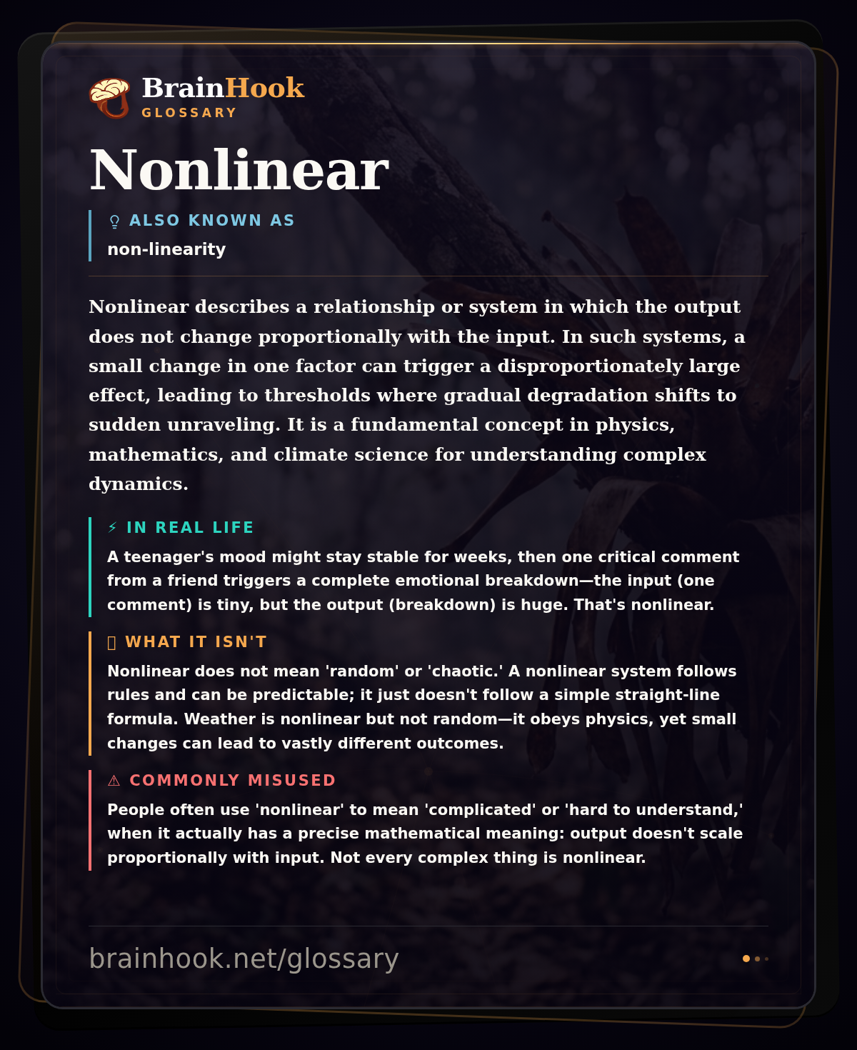 Nonlinear — BrainHook Glossary card