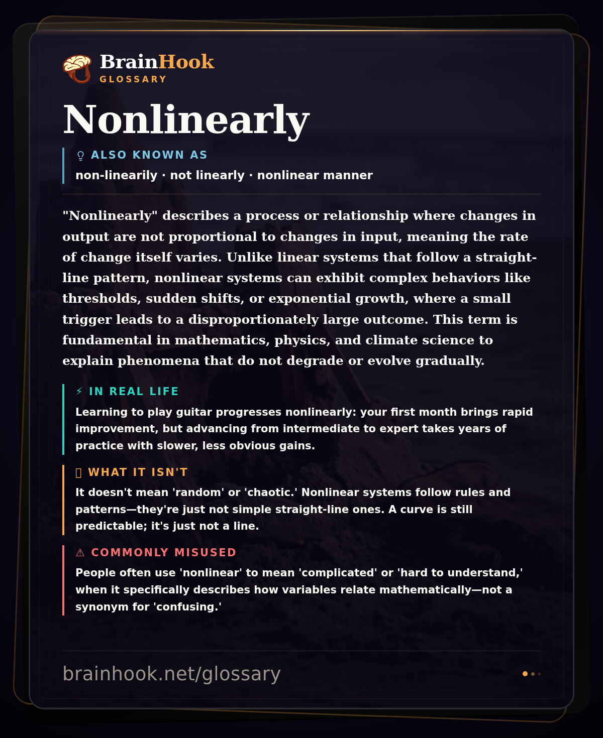 Nonlinearly — BrainHook Glossary card
