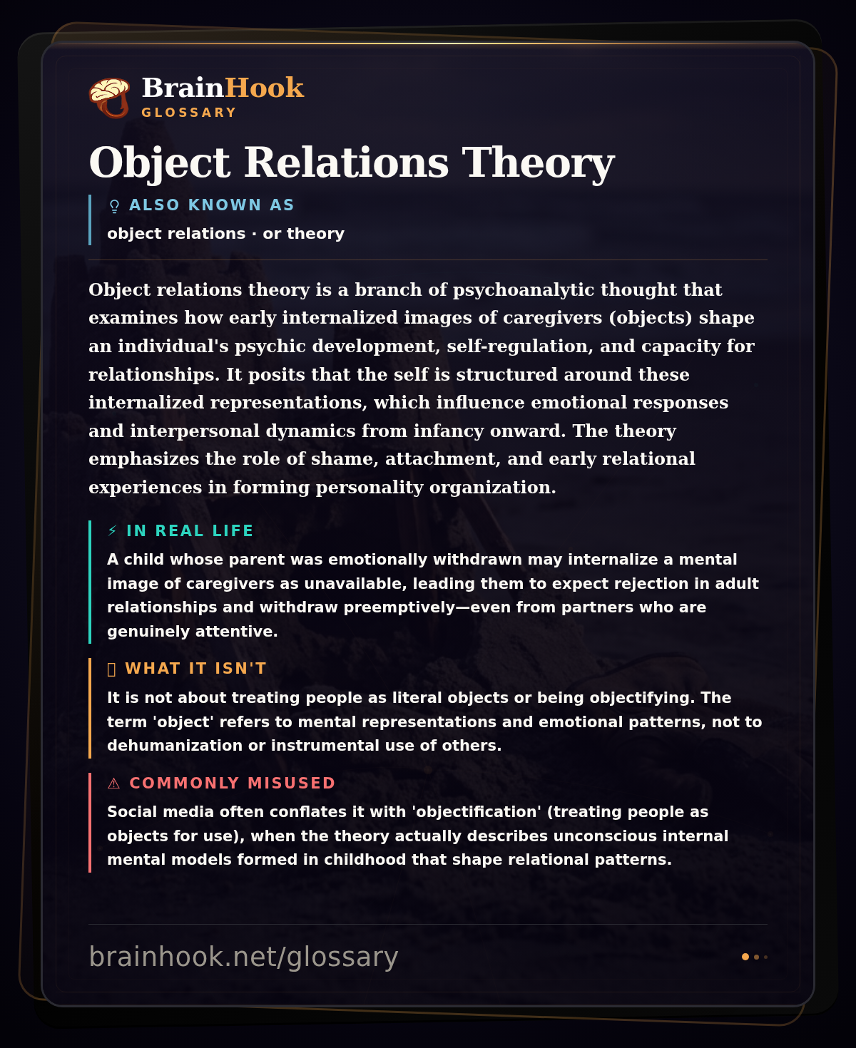 Object Relations Theory — BrainHook Glossary card