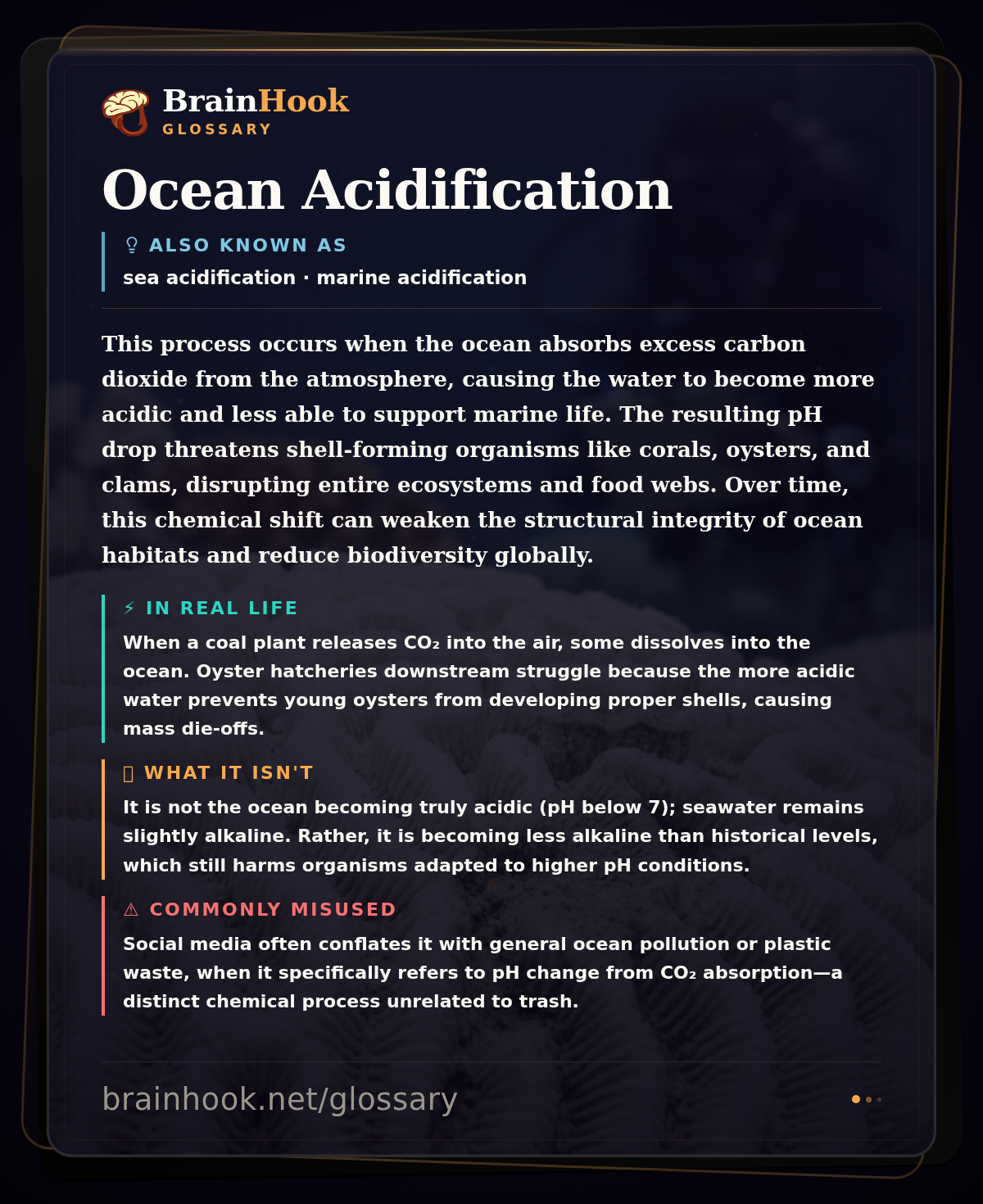 Ocean Acidification — BrainHook Glossary card