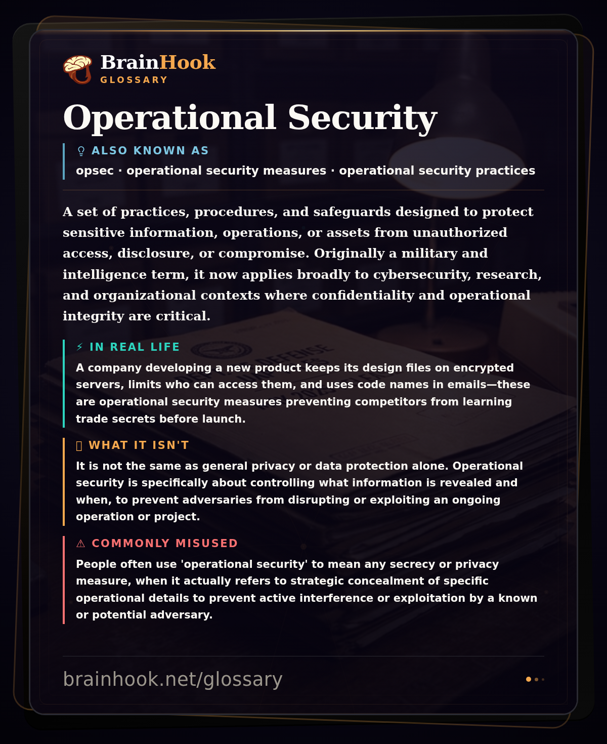 Operational Security — BrainHook Glossary card