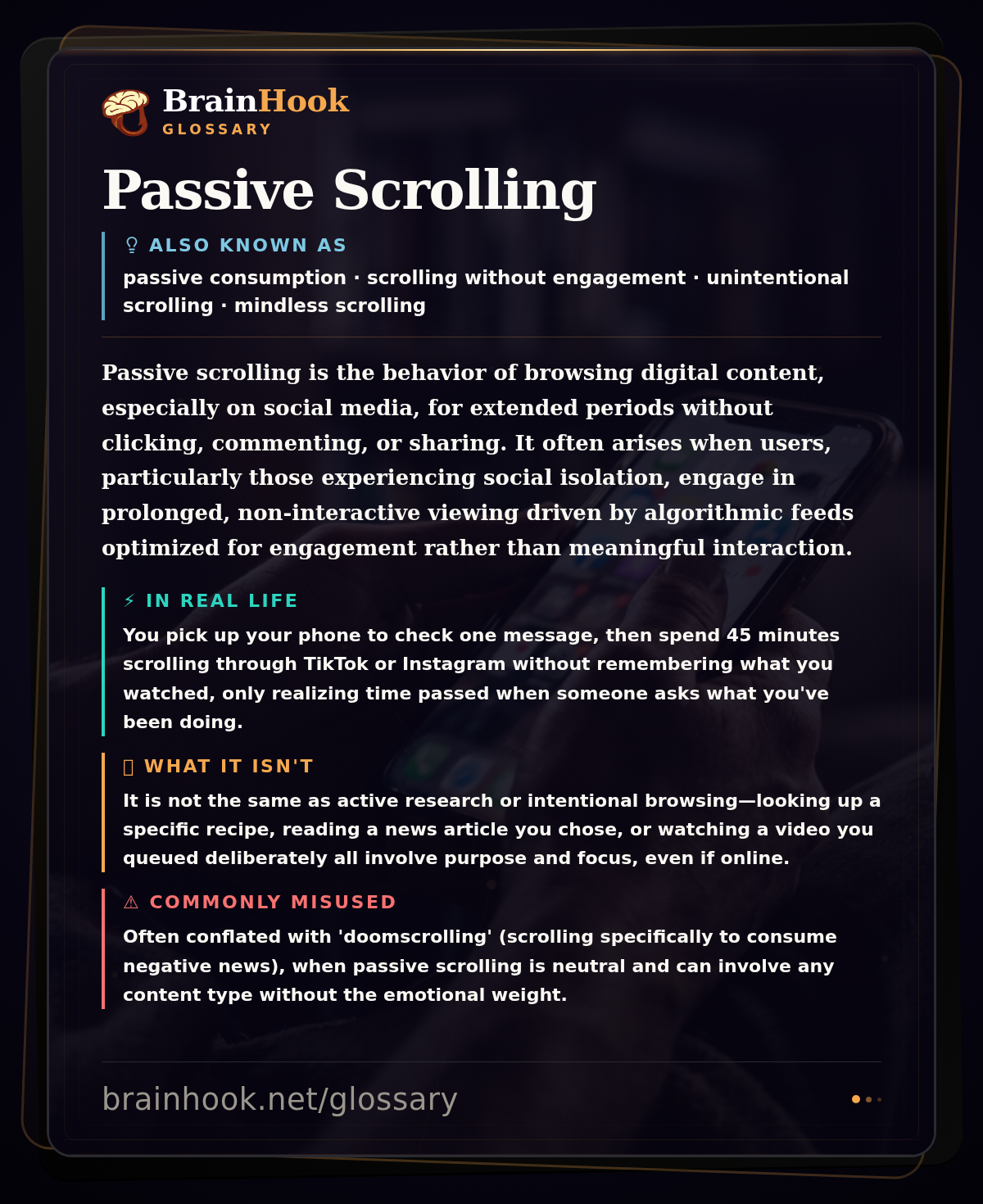 Passive Scrolling — BrainHook Glossary card