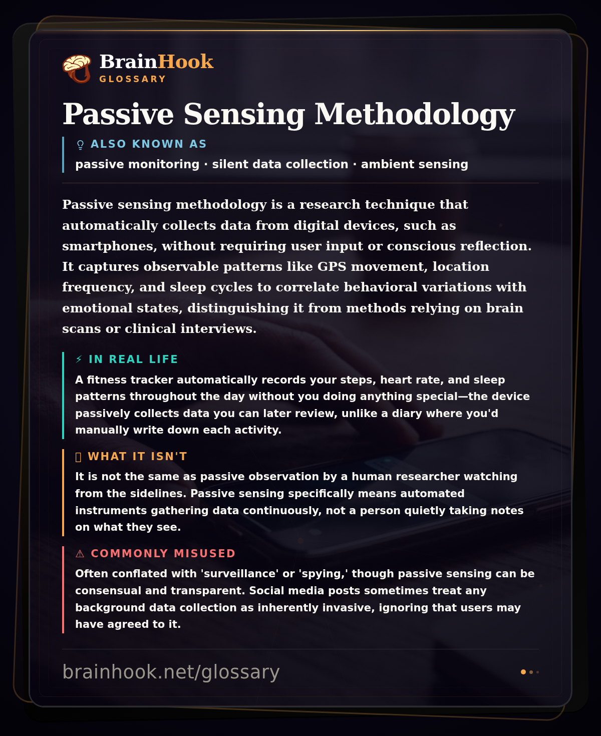 Passive Sensing Methodology — BrainHook Glossary card