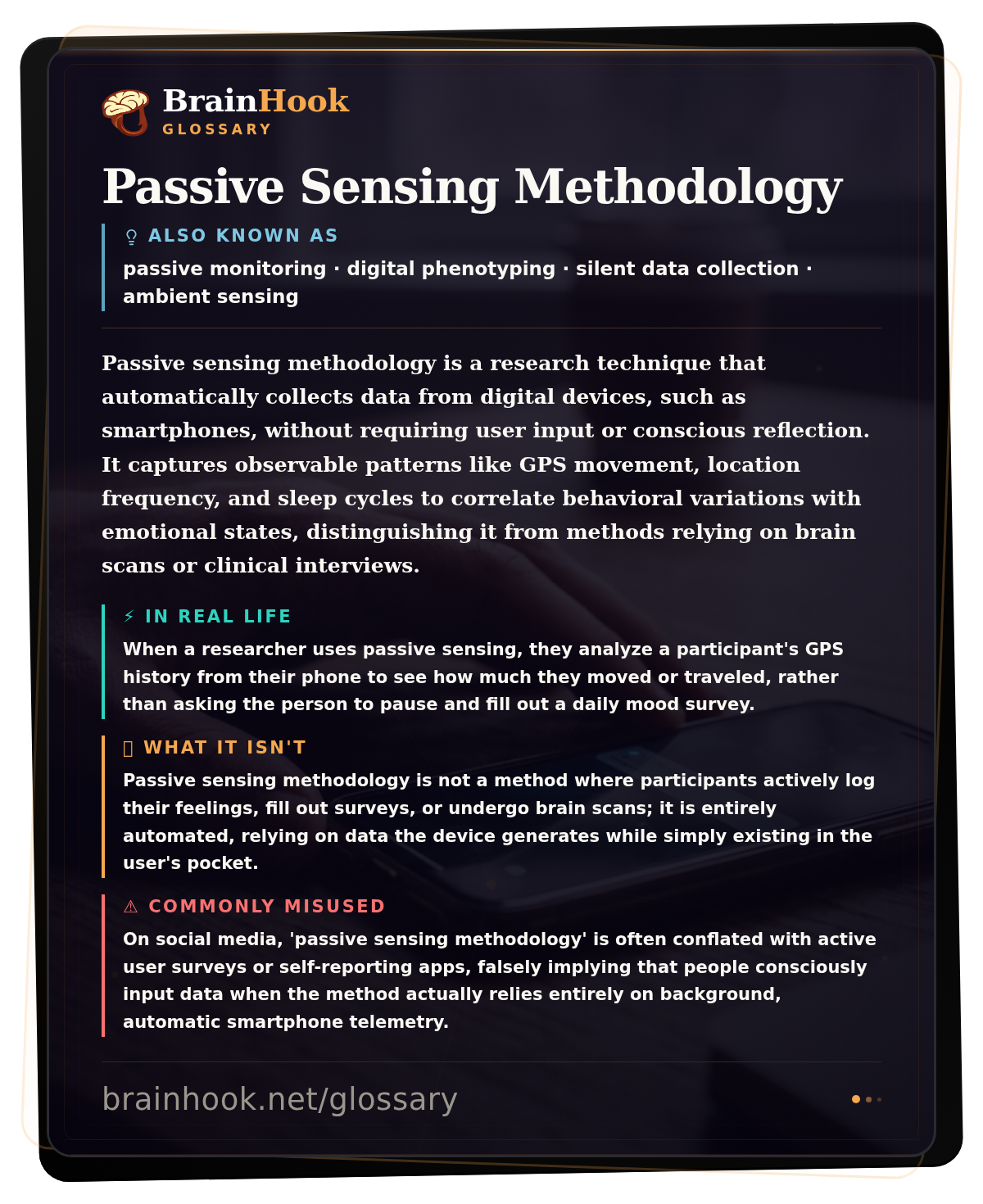 Passive Sensing Methodology — BrainHook Glossary card
