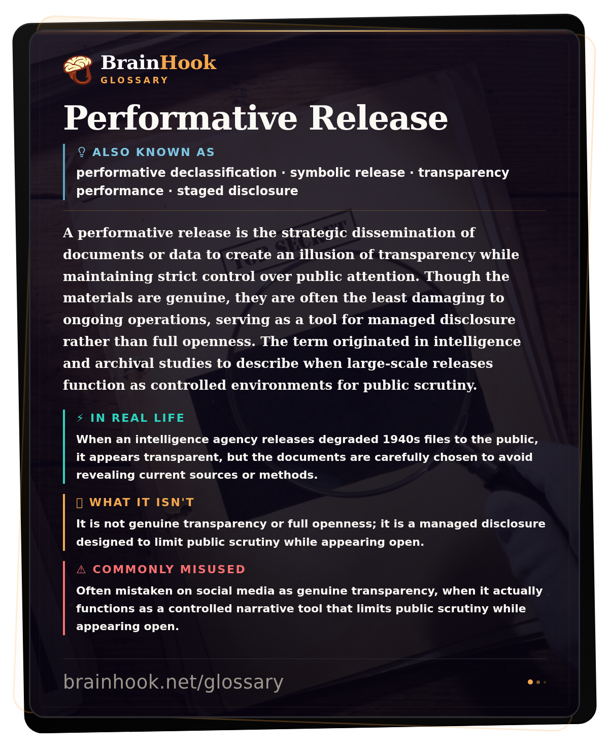 Performative Release — BrainHook Glossary card