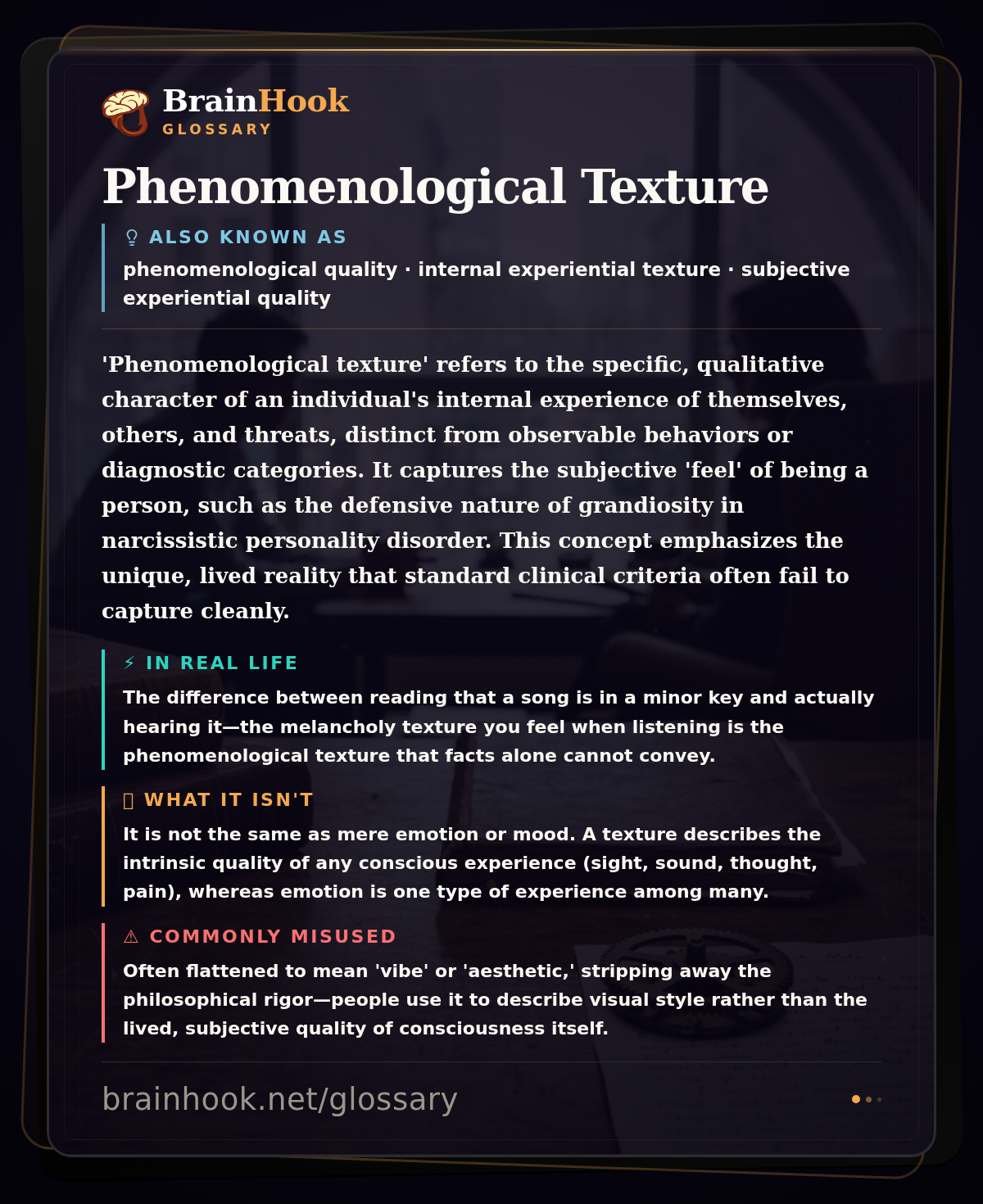 Phenomenological Texture — BrainHook Glossary card