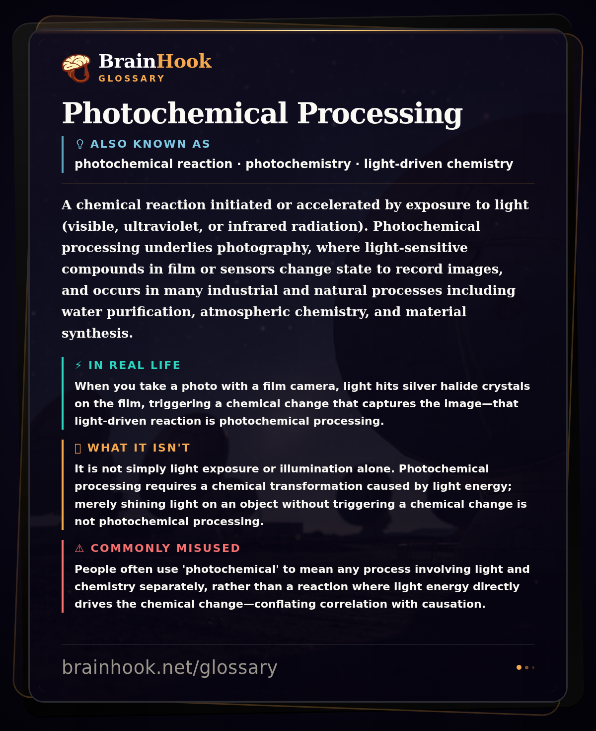 Photochemical Processing — BrainHook Glossary card