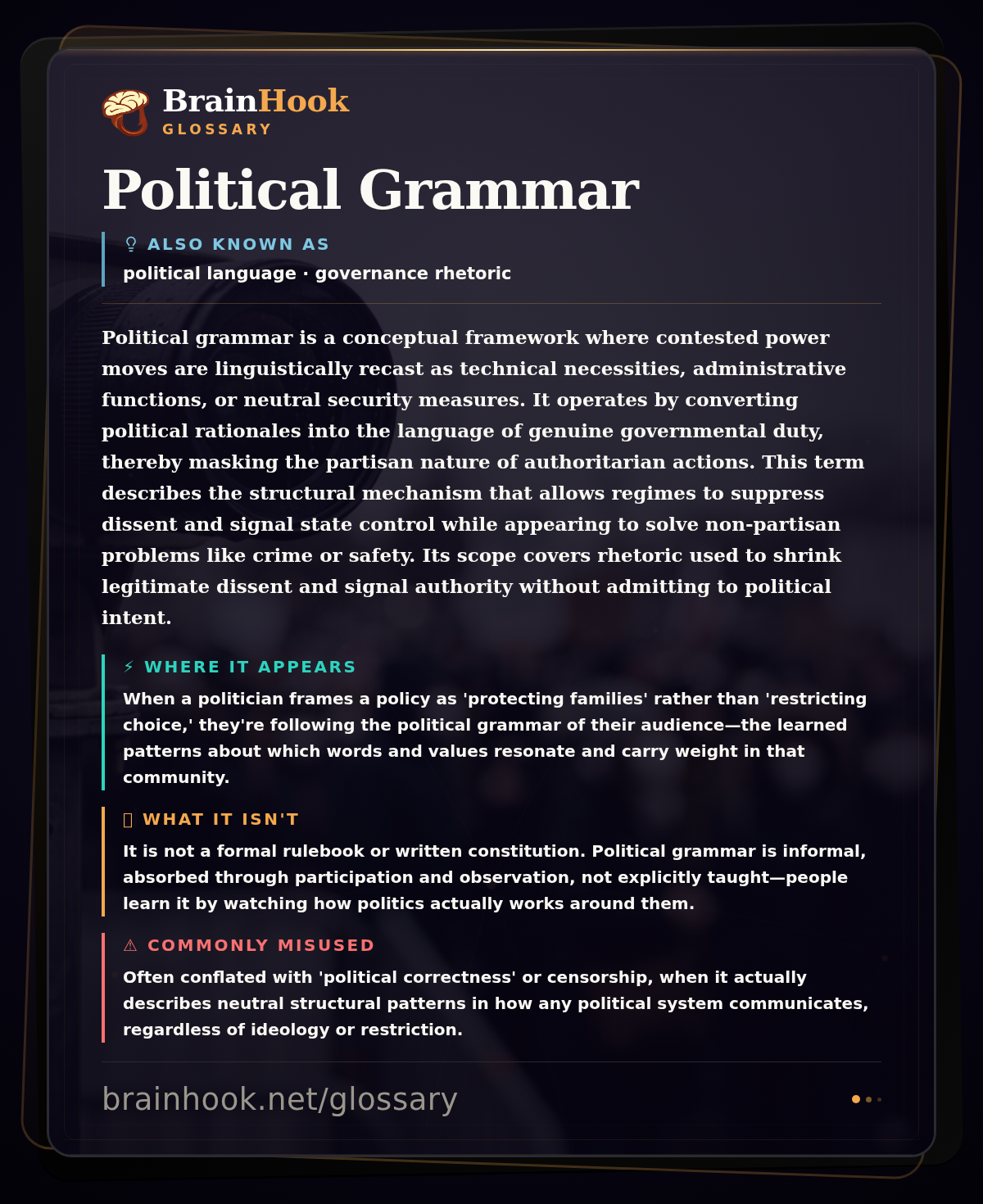 Political Grammar — BrainHook Glossary card