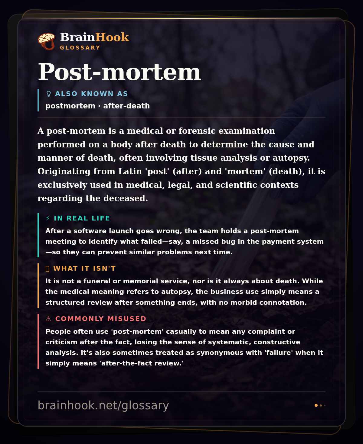 Post-mortem — BrainHook Glossary card