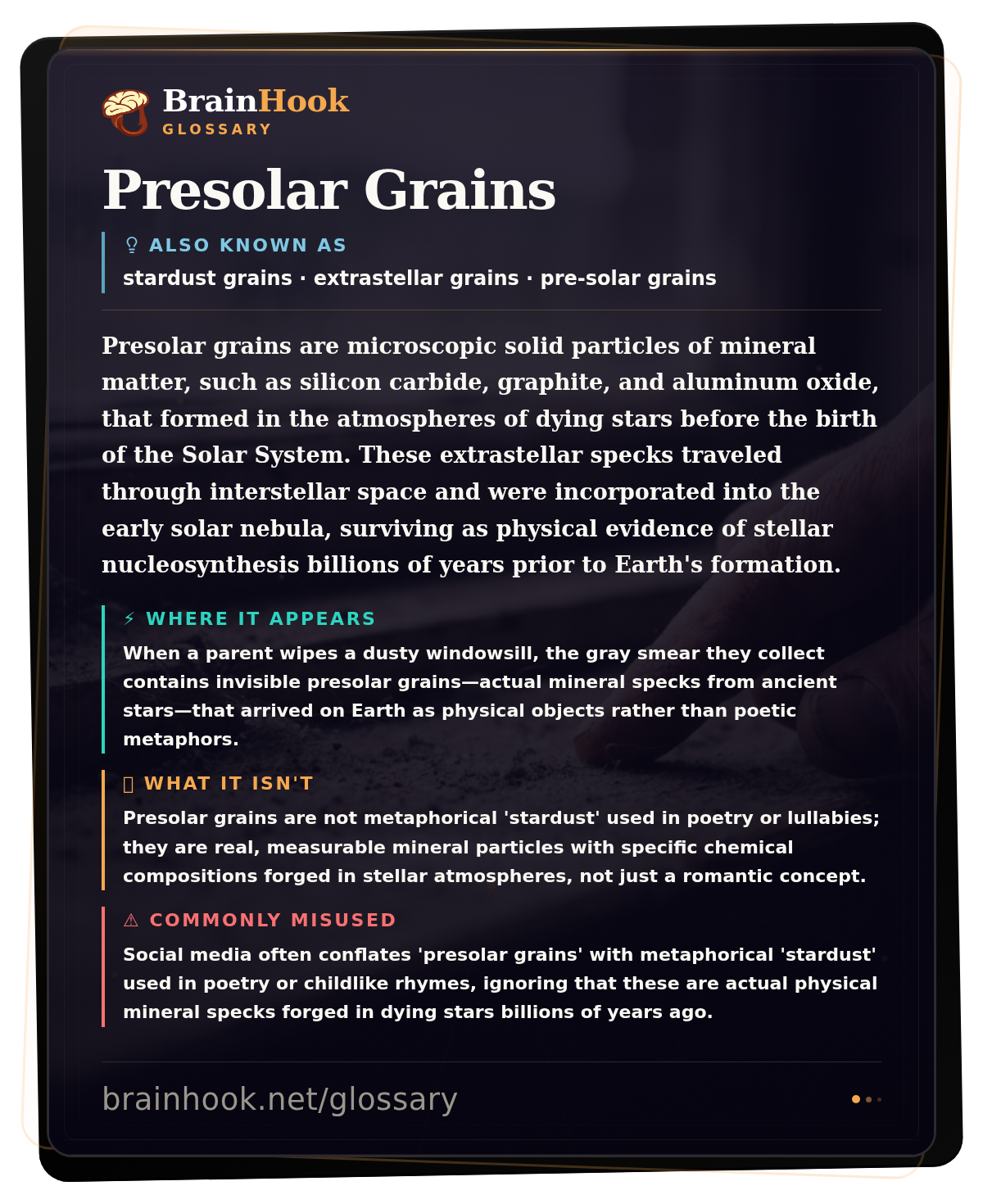 Presolar Grains — BrainHook Glossary card