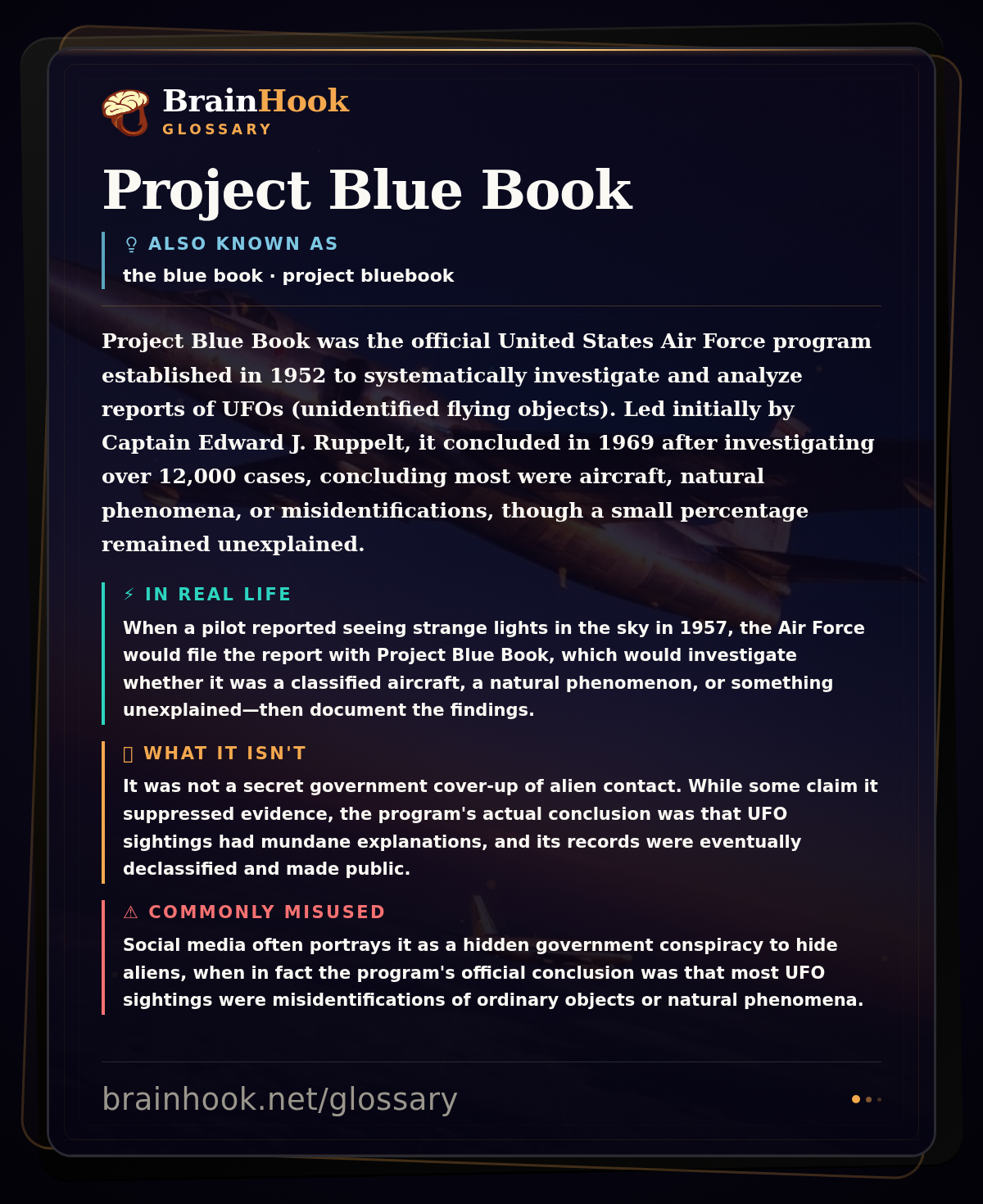 Project Blue Book — BrainHook Glossary card
