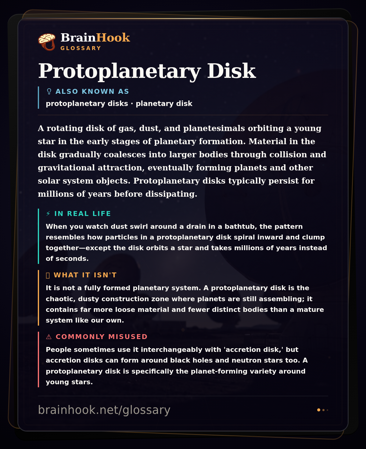 Protoplanetary Disk — BrainHook Glossary card