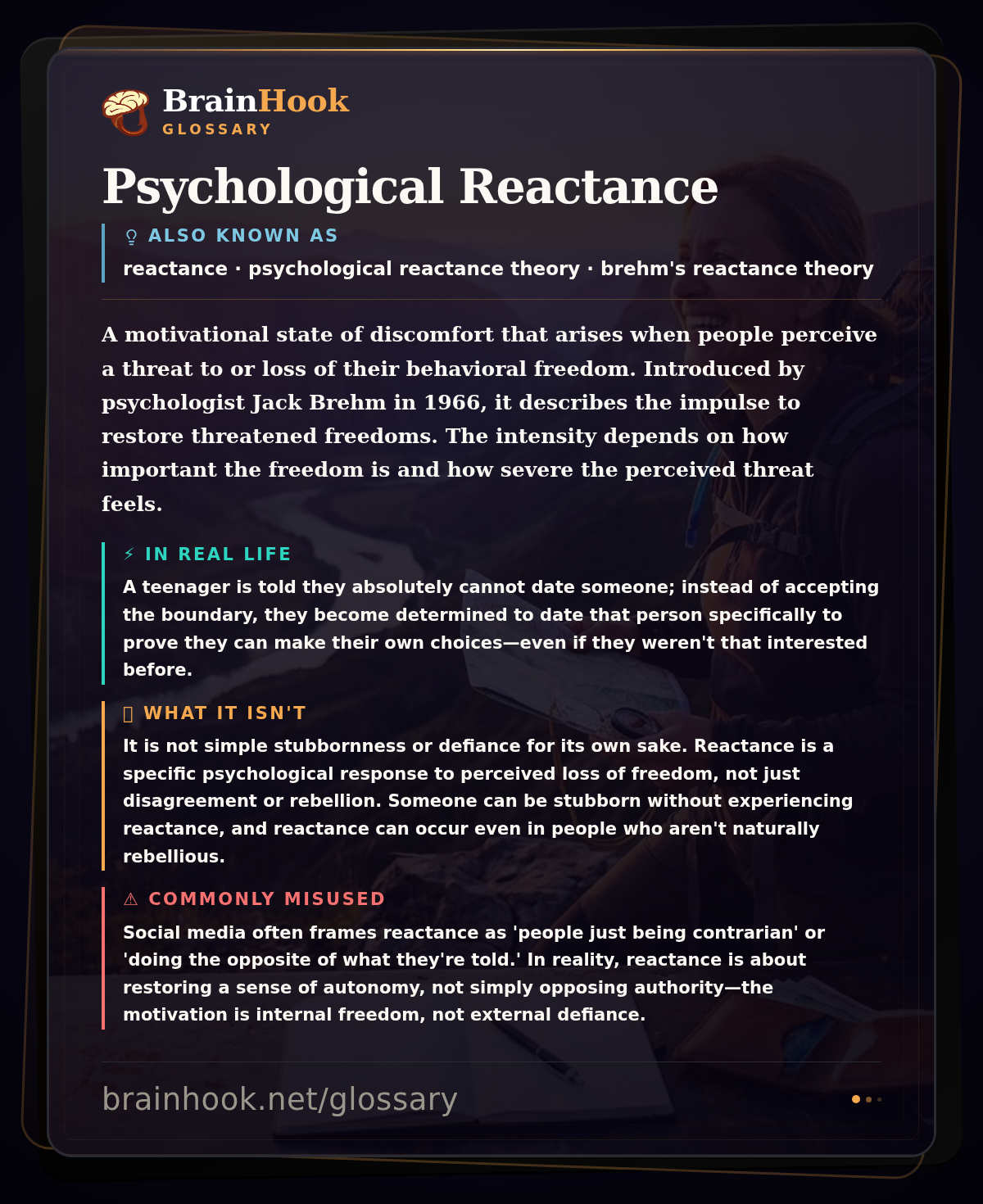 Psychological Reactance — BrainHook Glossary card