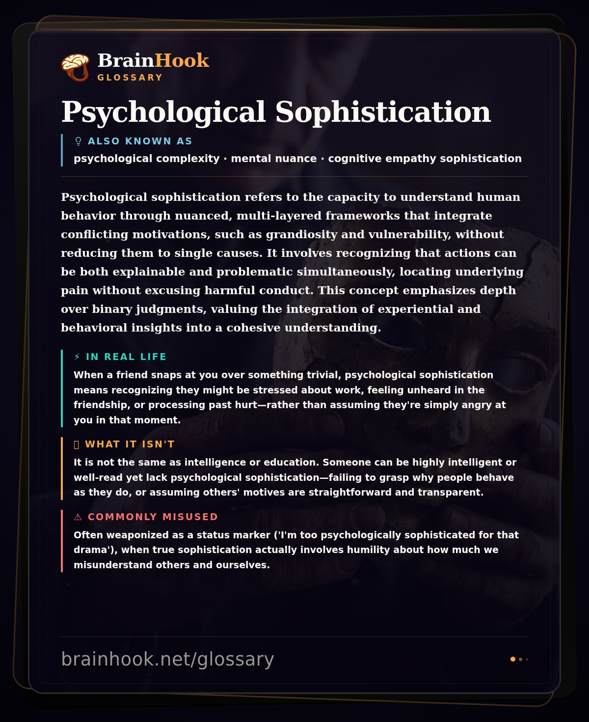 Psychological Sophistication — BrainHook Glossary card