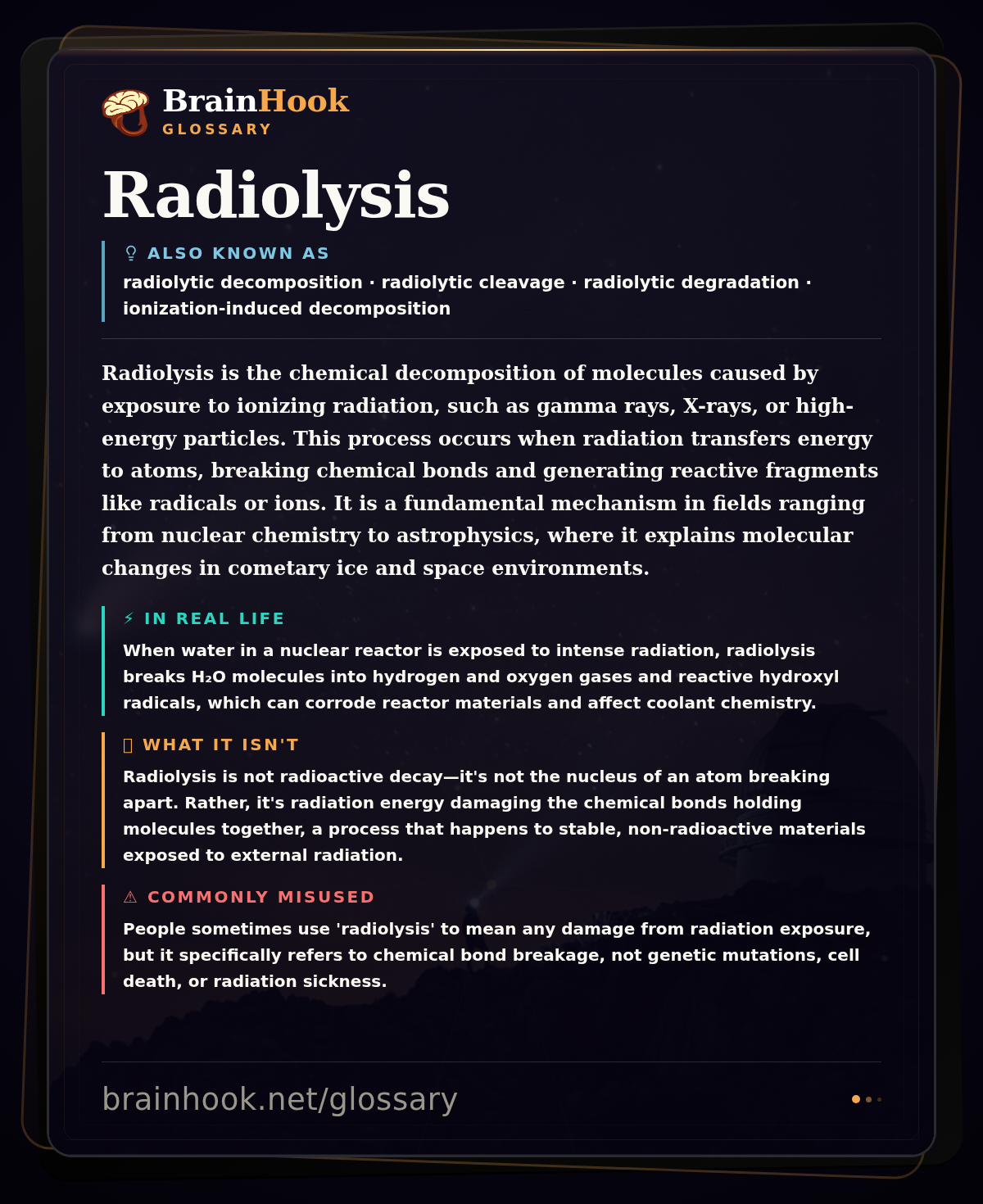 Radiolysis — BrainHook Glossary card