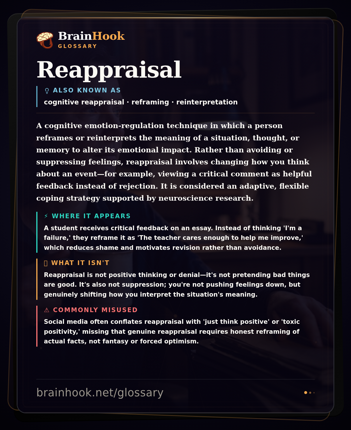 Reappraisal — BrainHook Glossary card