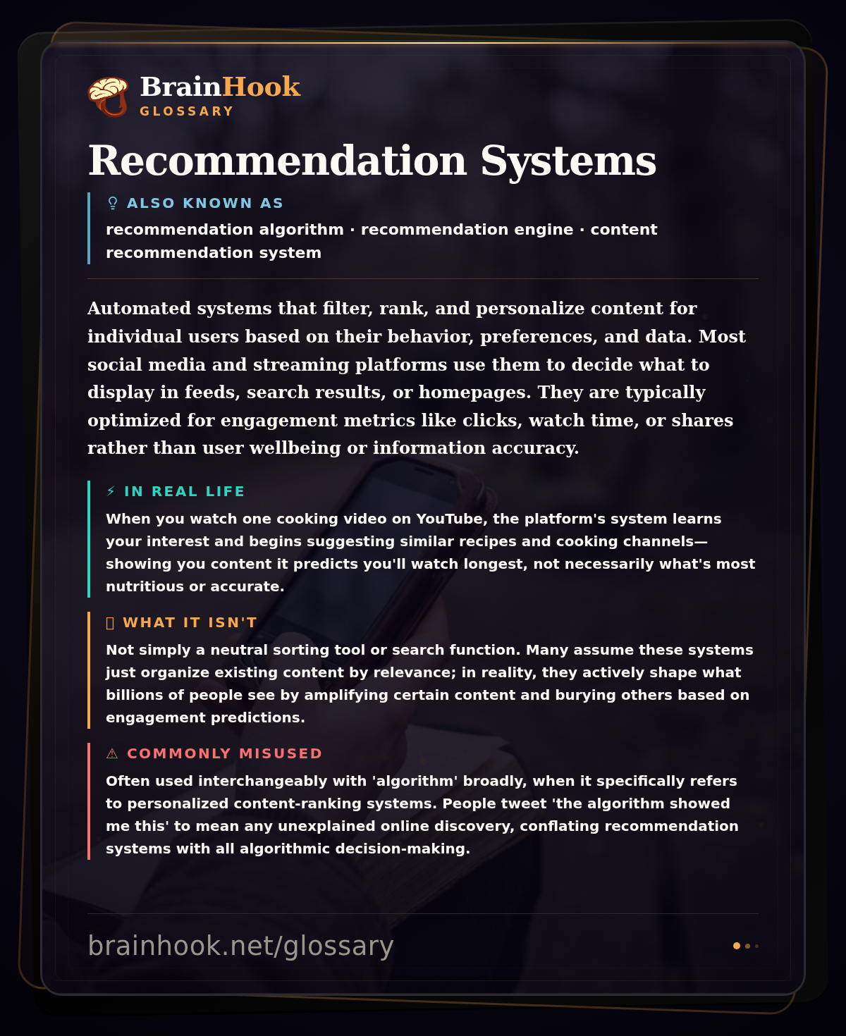 Recommendation Systems — BrainHook Glossary card