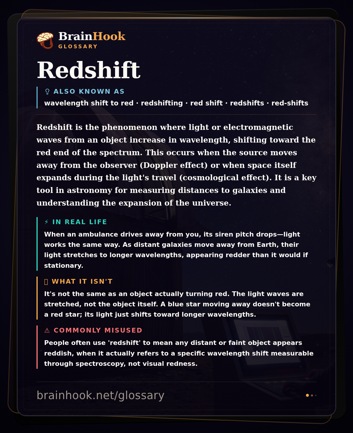 Redshift — BrainHook Glossary card