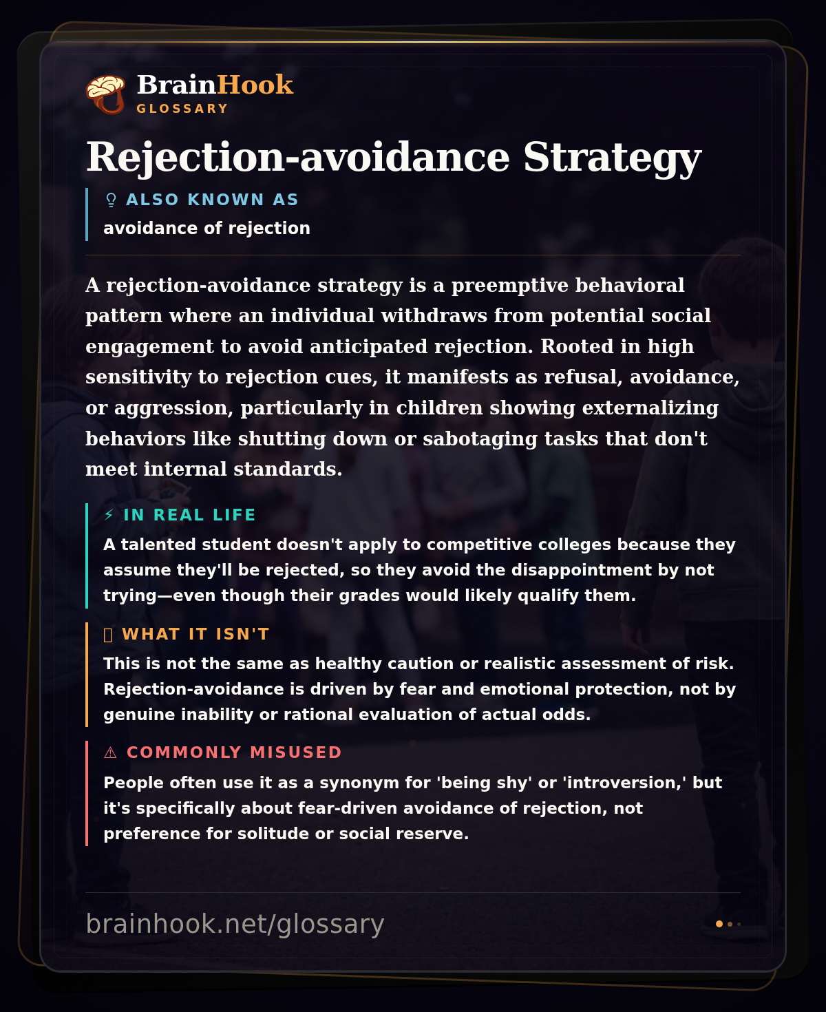Rejection-avoidance Strategy — BrainHook Glossary card