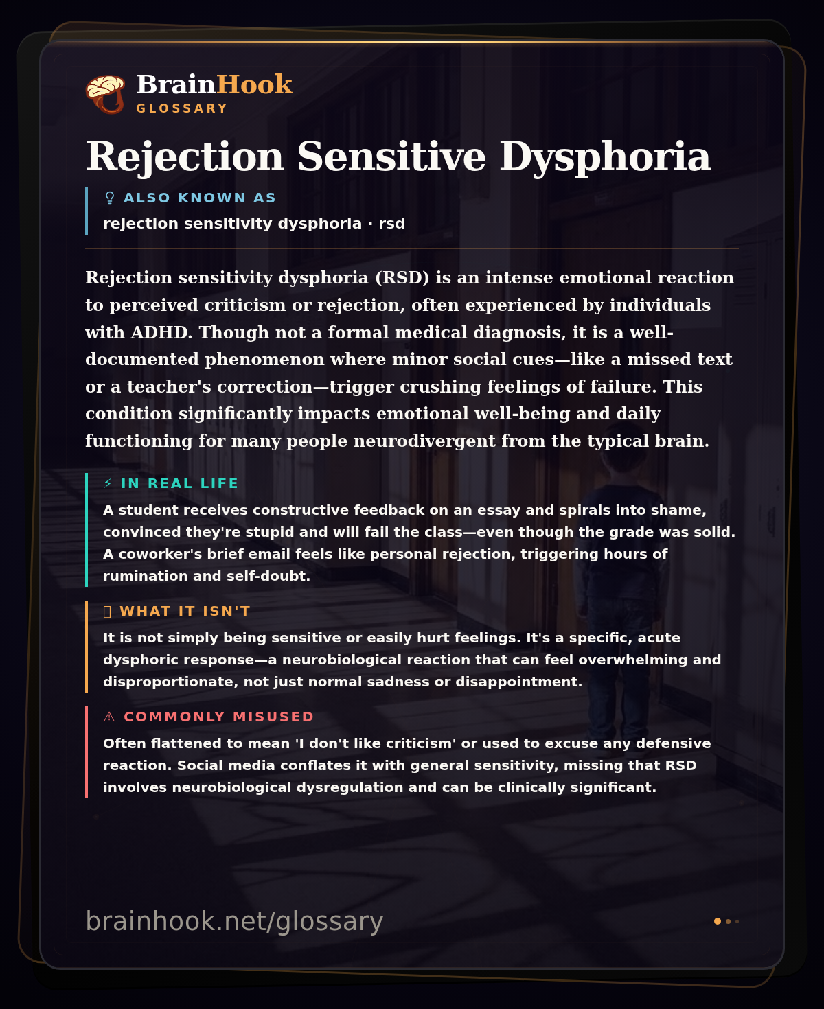 Rejection Sensitive Dysphoria — BrainHook Glossary card