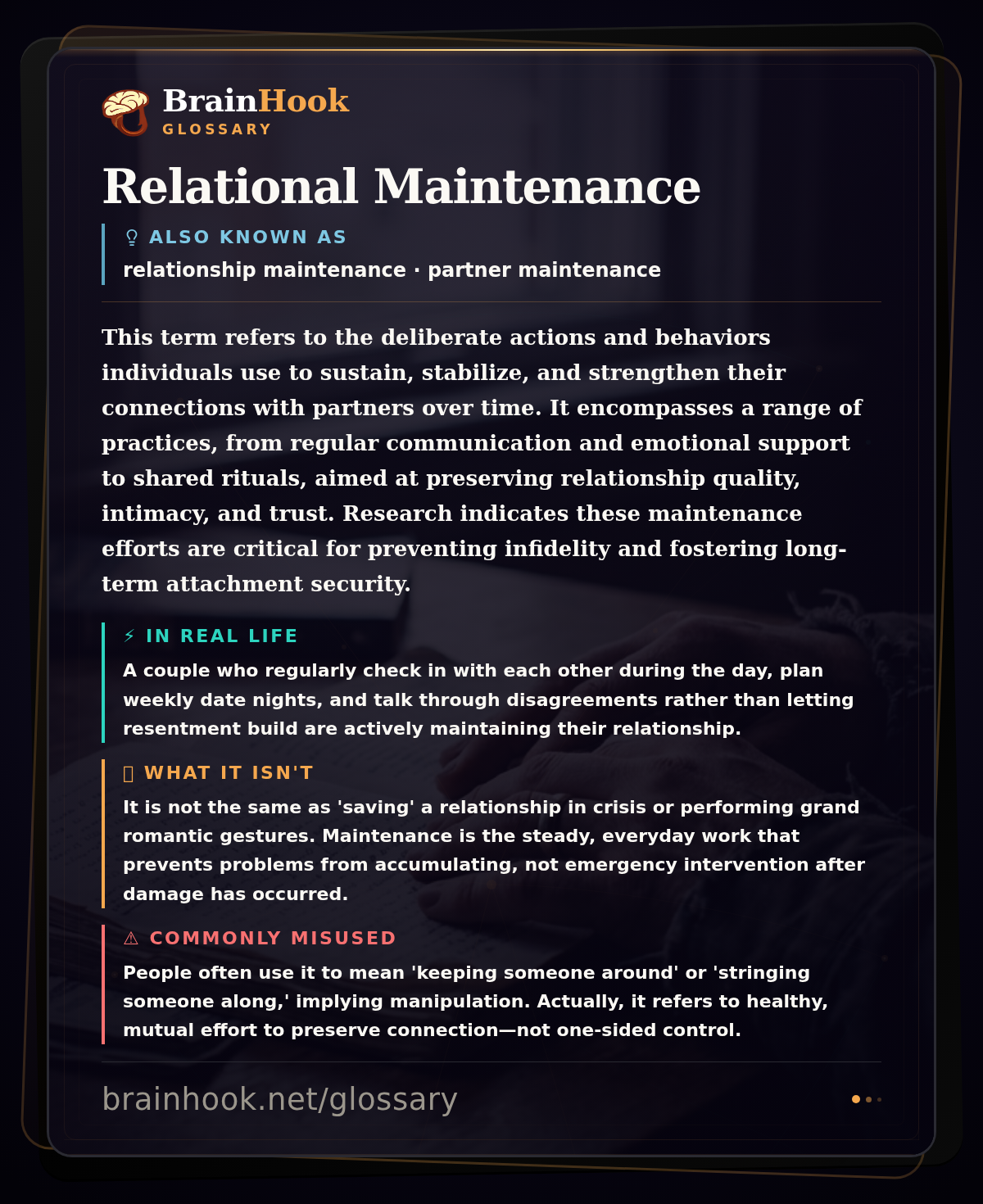 Relational Maintenance — BrainHook Glossary card