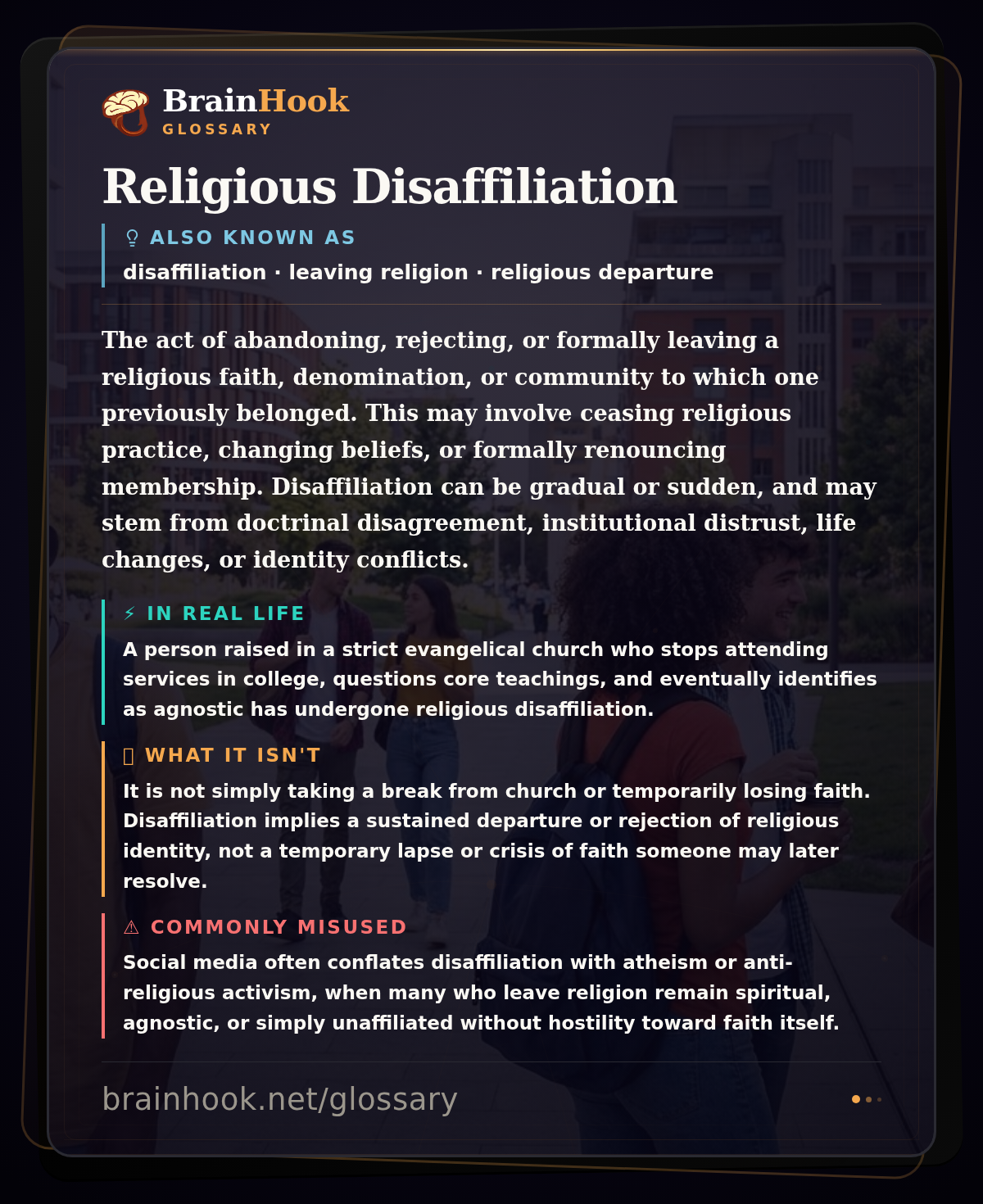 Religious Disaffiliation — BrainHook Glossary card