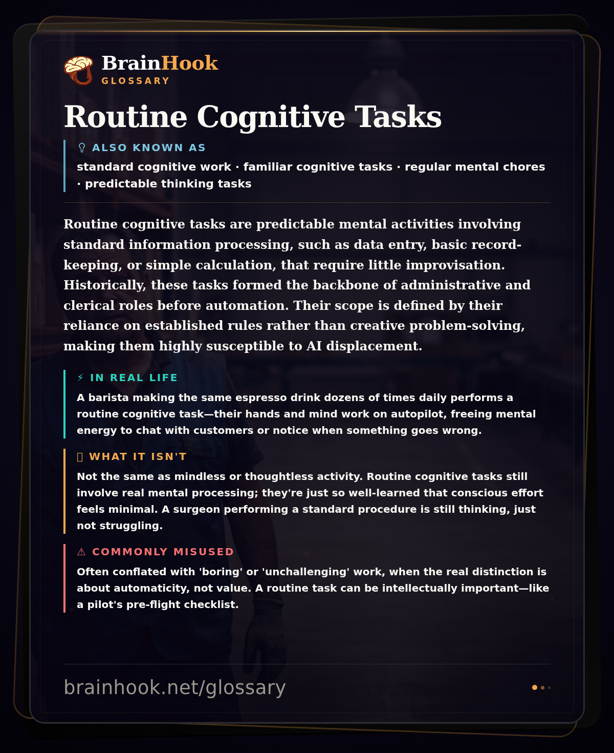 Routine Cognitive Tasks — BrainHook Glossary card