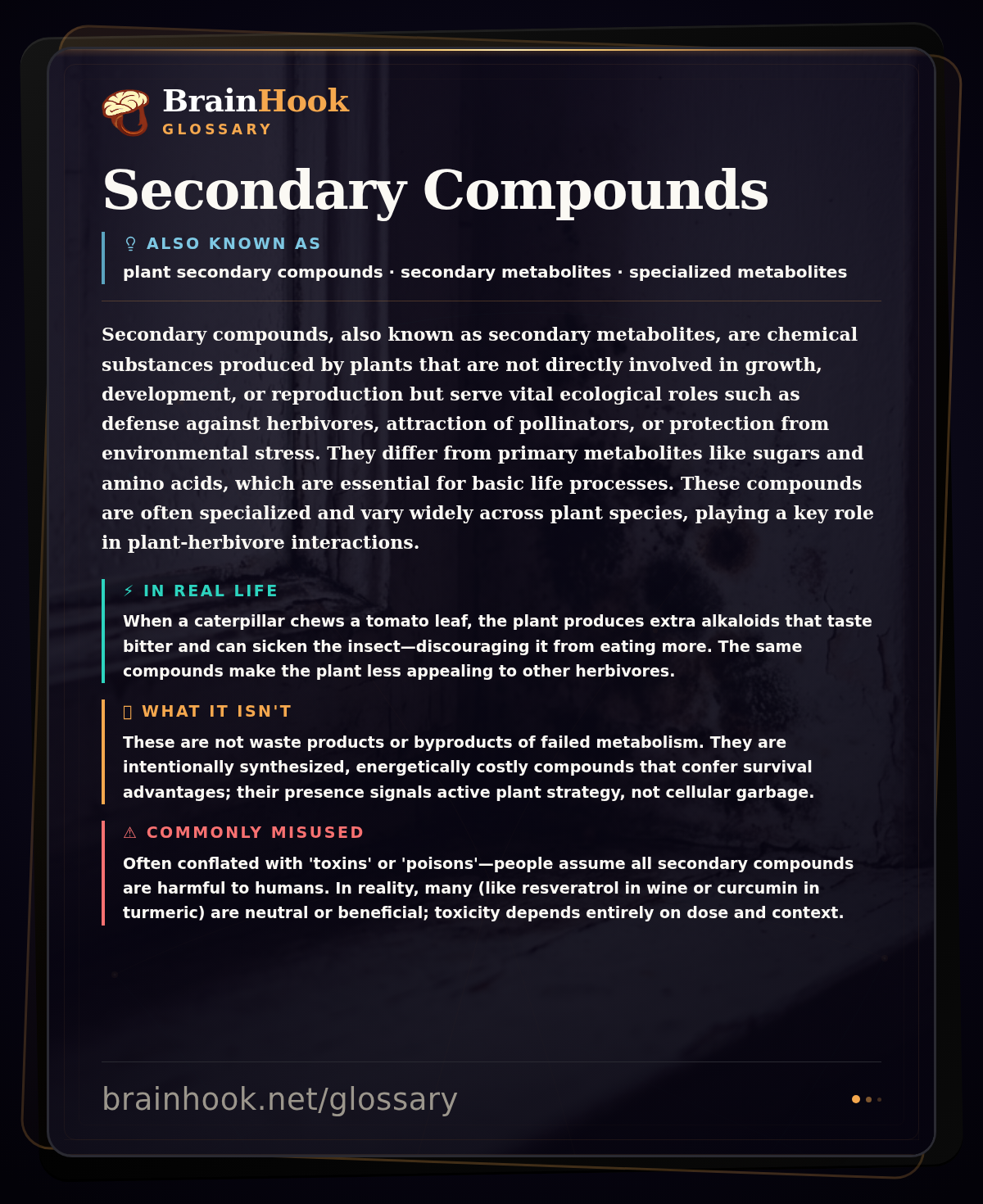 Secondary Compounds — BrainHook Glossary card