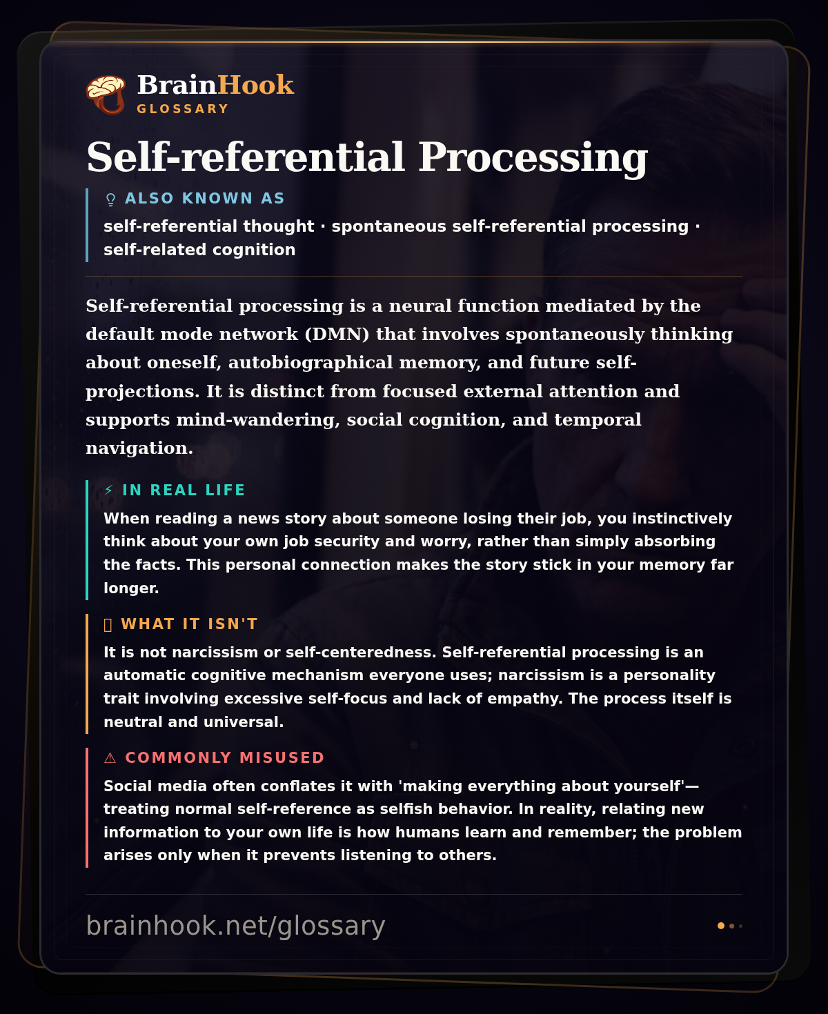 Self-referential Processing — BrainHook Glossary card
