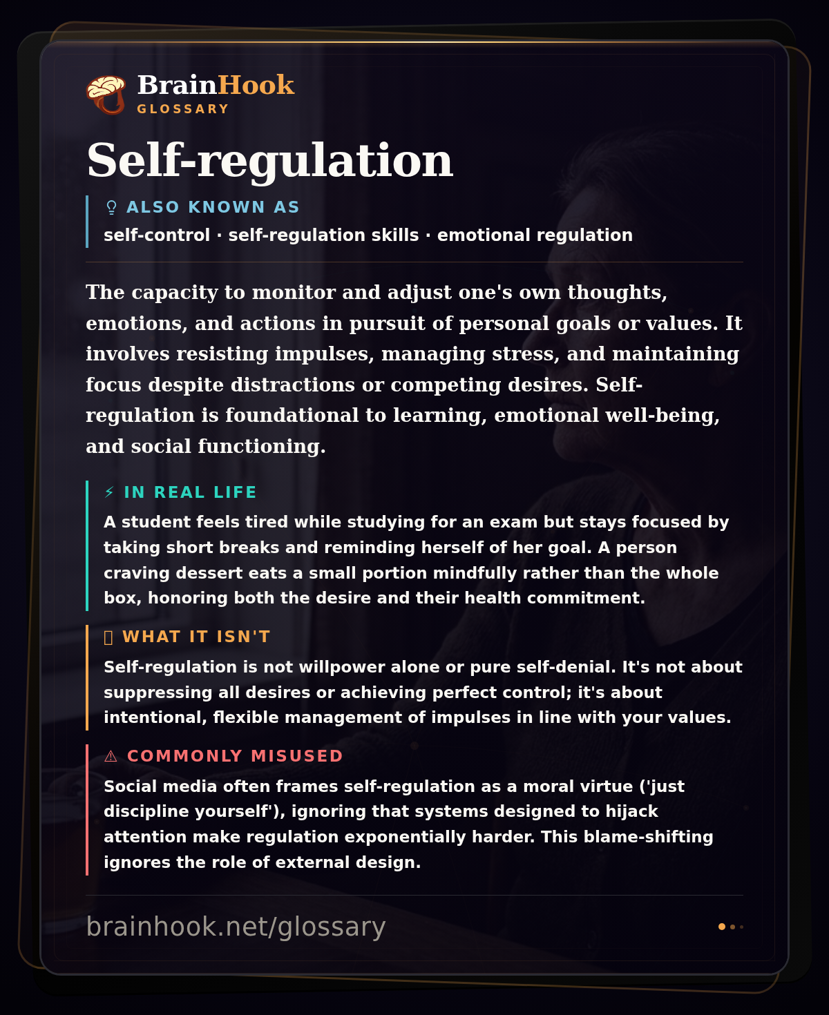 Self-regulation — BrainHook Glossary card