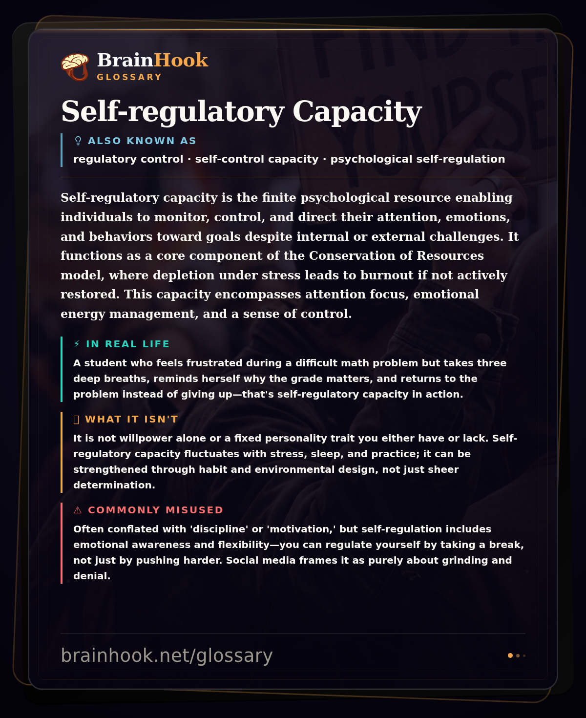 Self-regulatory Capacity — BrainHook Glossary card